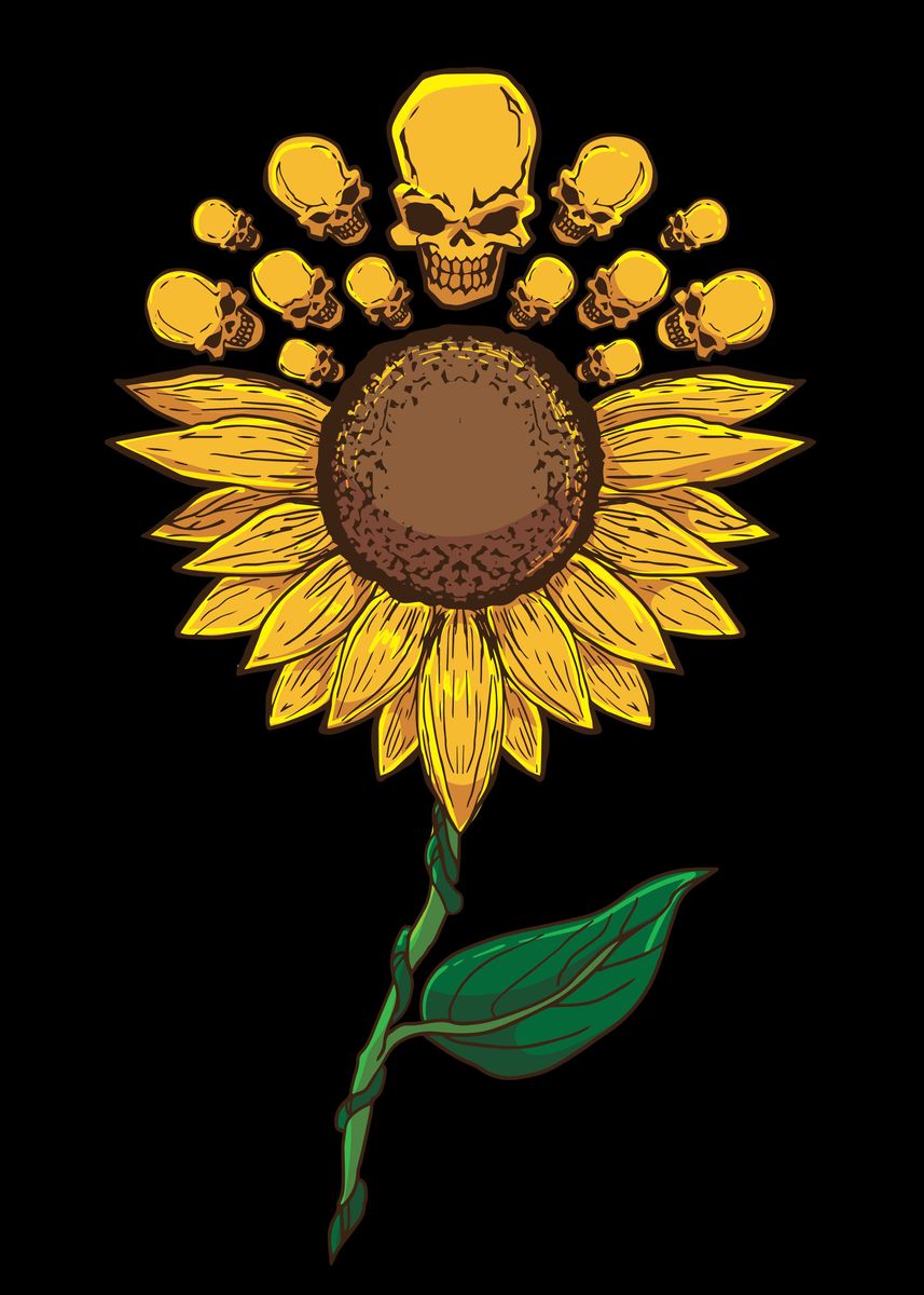 Sunflower Skull' Poster
