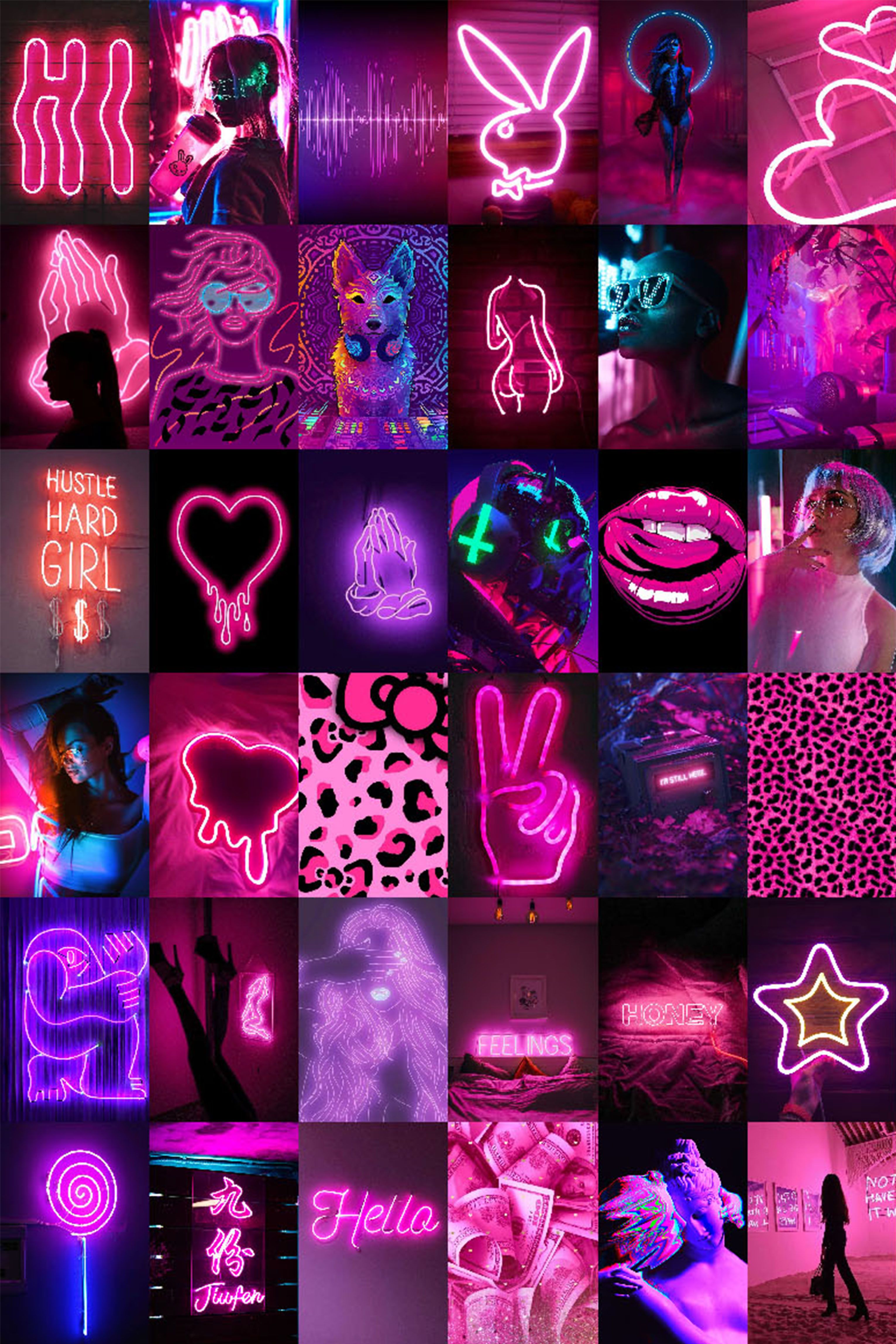 Pcs Pink Neon Wall Collage Kit Hot Boujee Aesthetic Room. Etsy. Pretty wallpaper iphone, Wallpaper iphone neon, Pink neon wallpaper