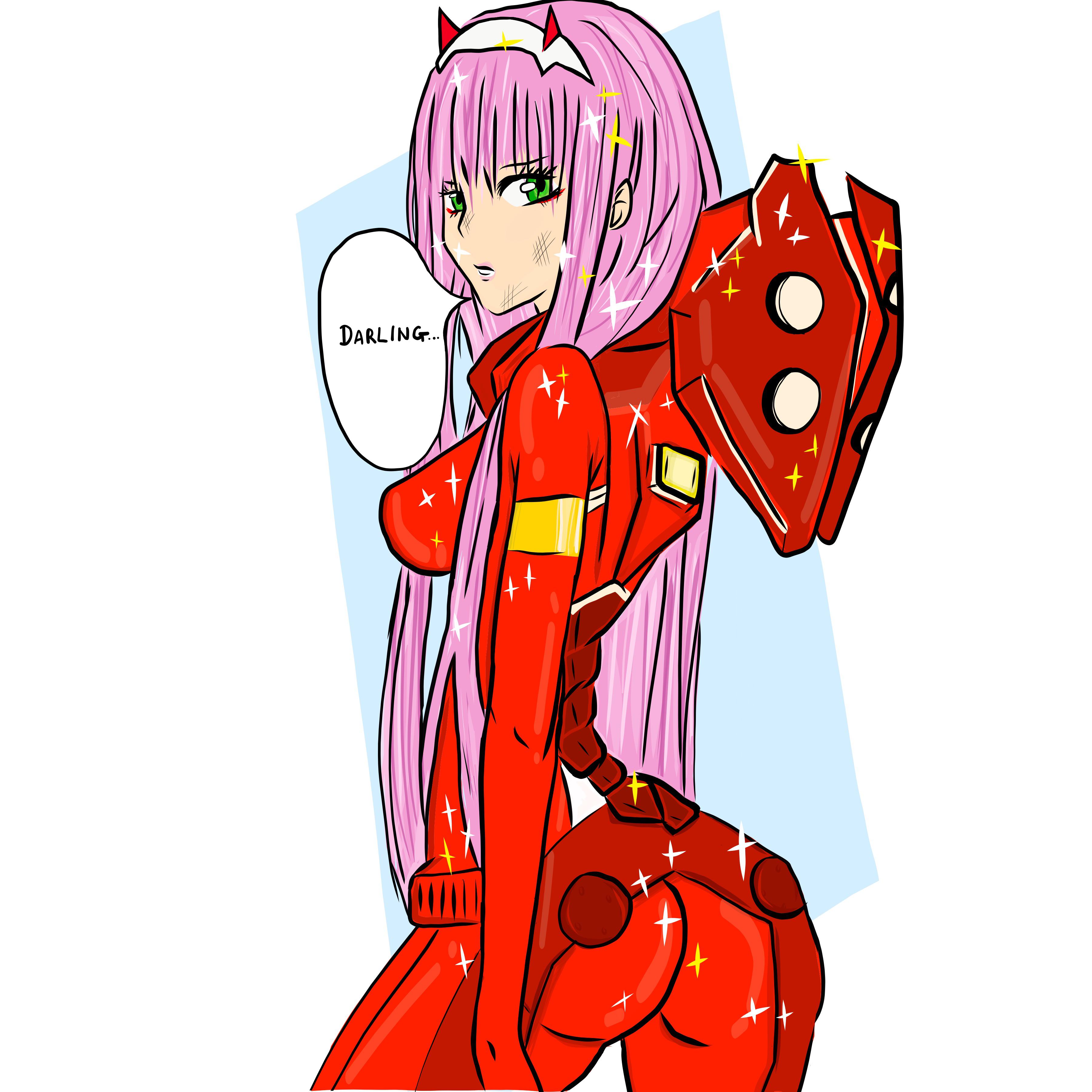 I drew zero two for my Etsy. I call her my glitter Waifu