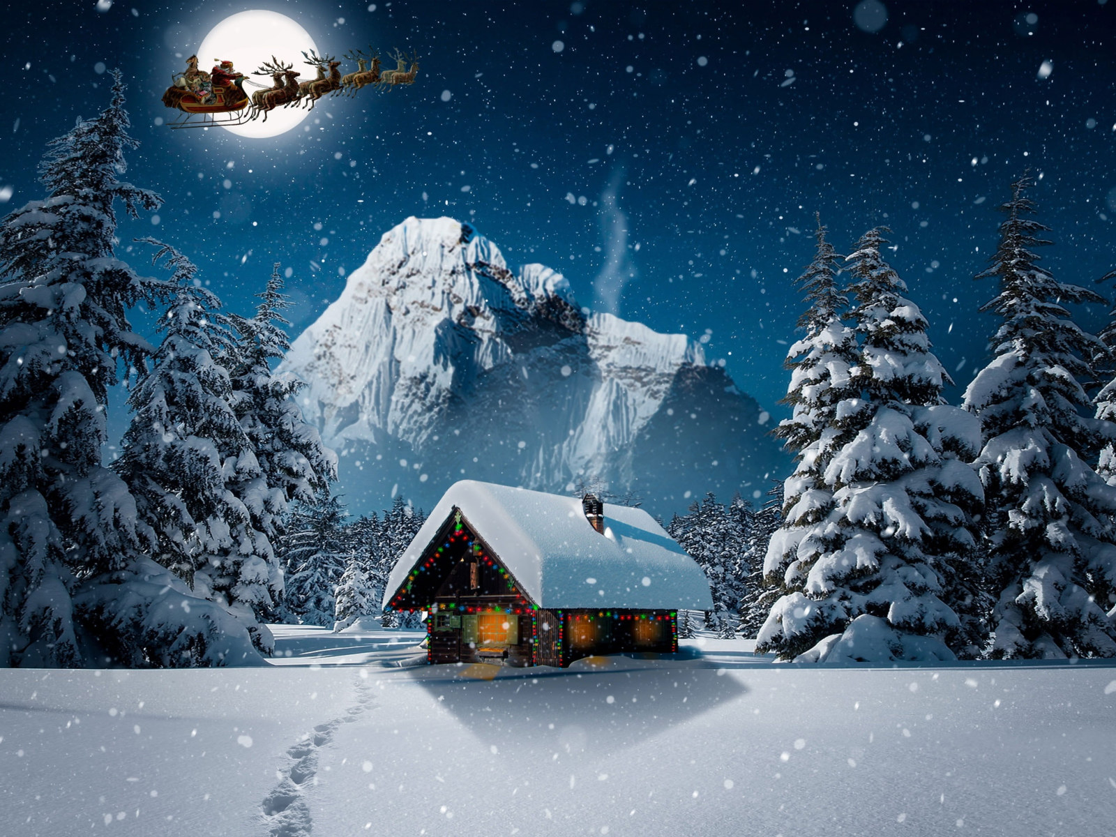 Christmas Winter 4K wallpaper, Holidays, Landscape, Night, Design, Fantasy • Wallpaper For You HD Wallpaper For Desktop & Mobile