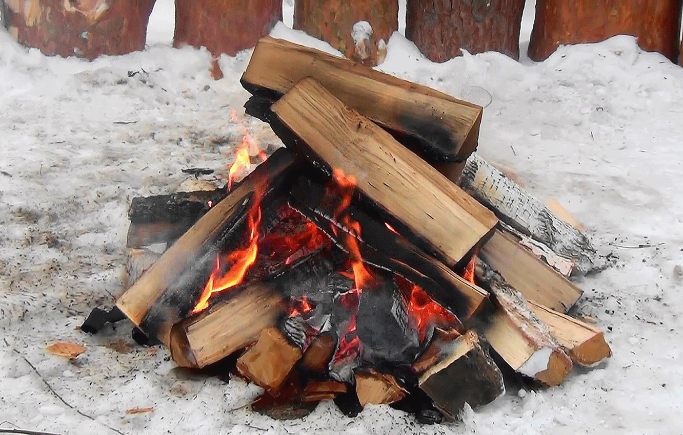 Wallpaper winter, fire, the fire, Wood image for desktop, section разное