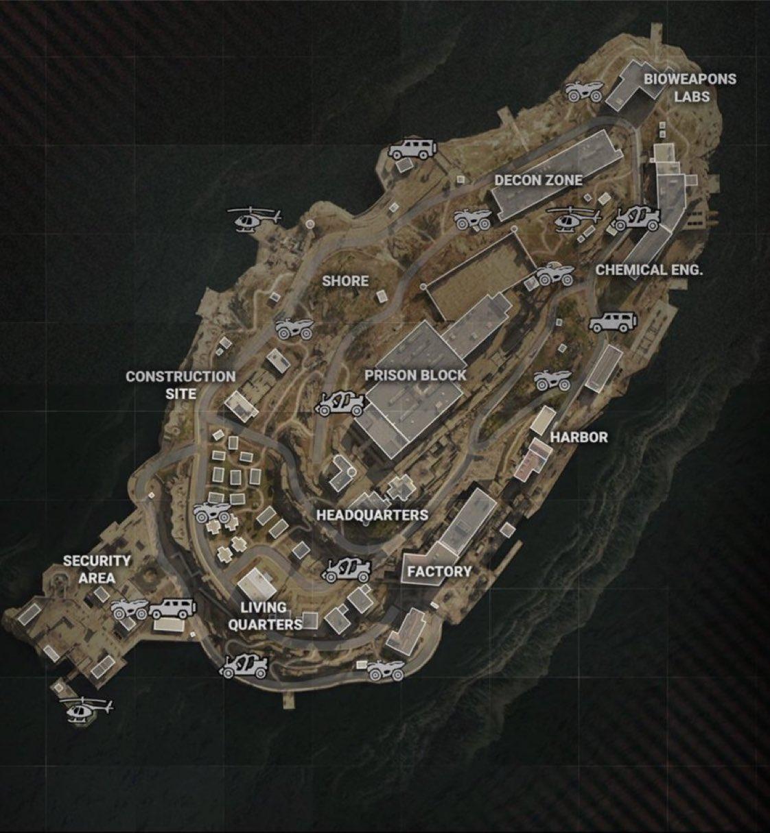 COD Warzone Rebirth Island Map with Locations Names Warzone Map Image. Guides & News
