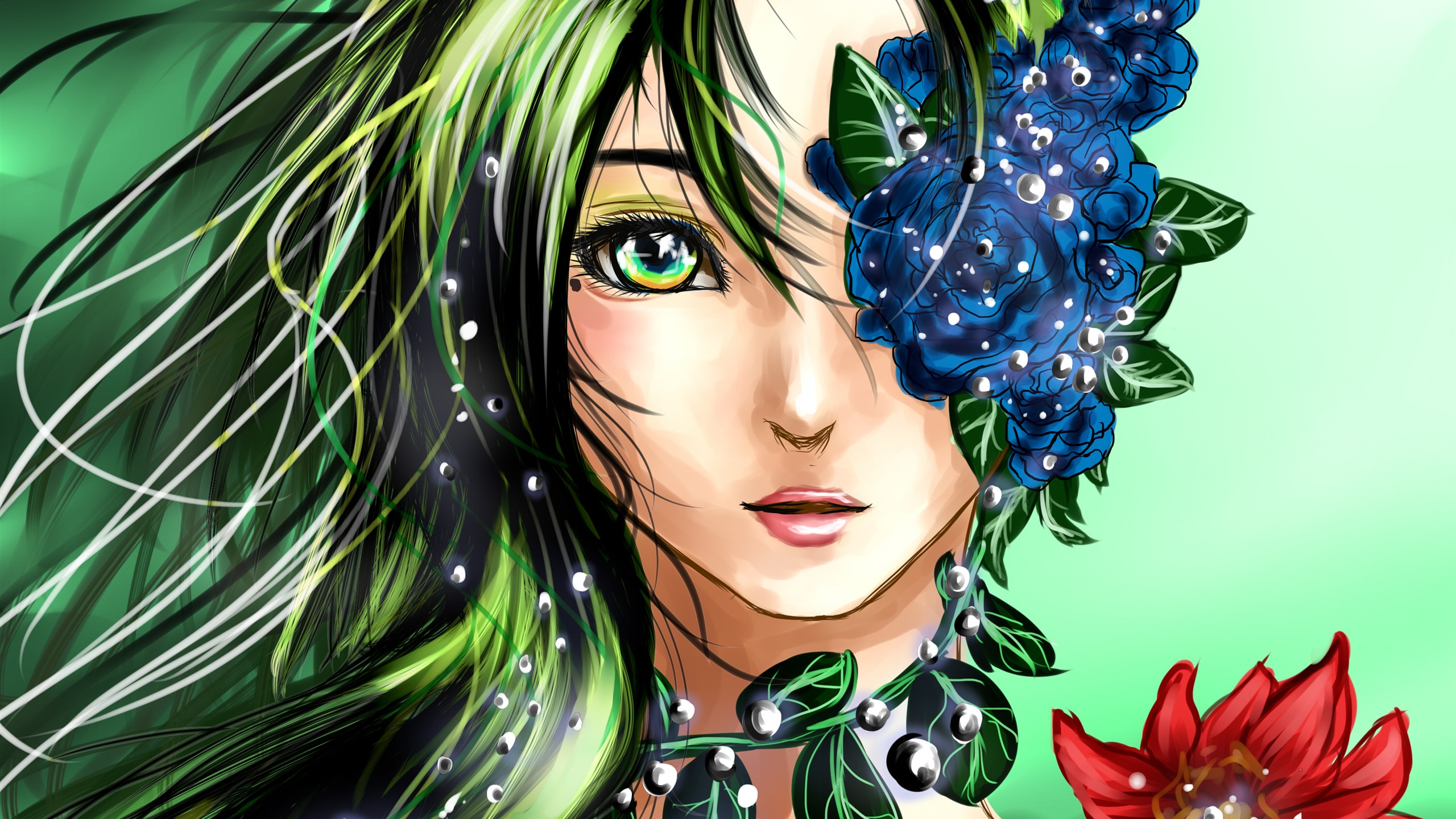 Vibrant Green Hair Artwork Concept Vibrant Green Hair Artwork Concept
