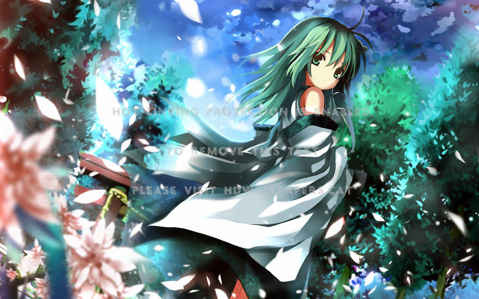 cute girl anime green hair