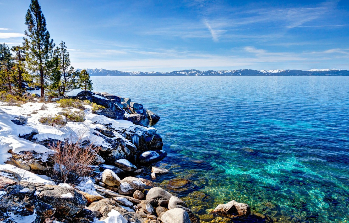 Wallpaper winter, snow, nature, CA, Lake Tahoe, ohero image for desktop, section природа