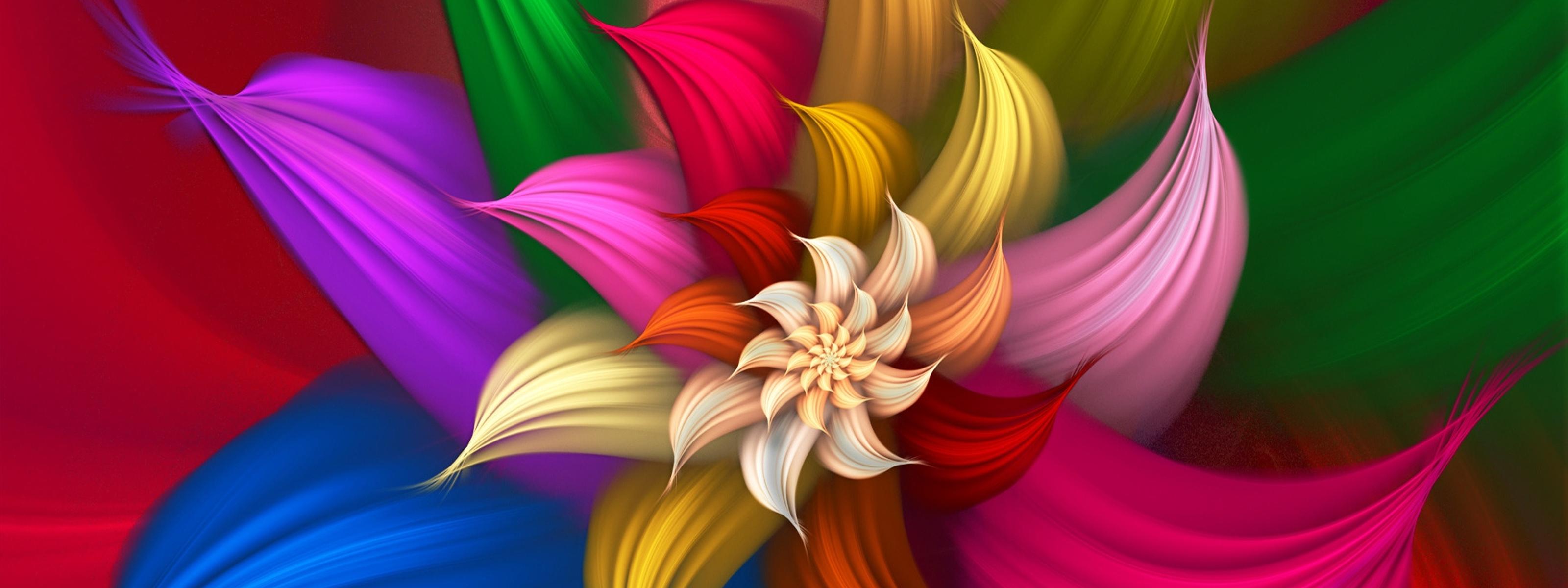 Colorful satiny bloom art wallpaper
