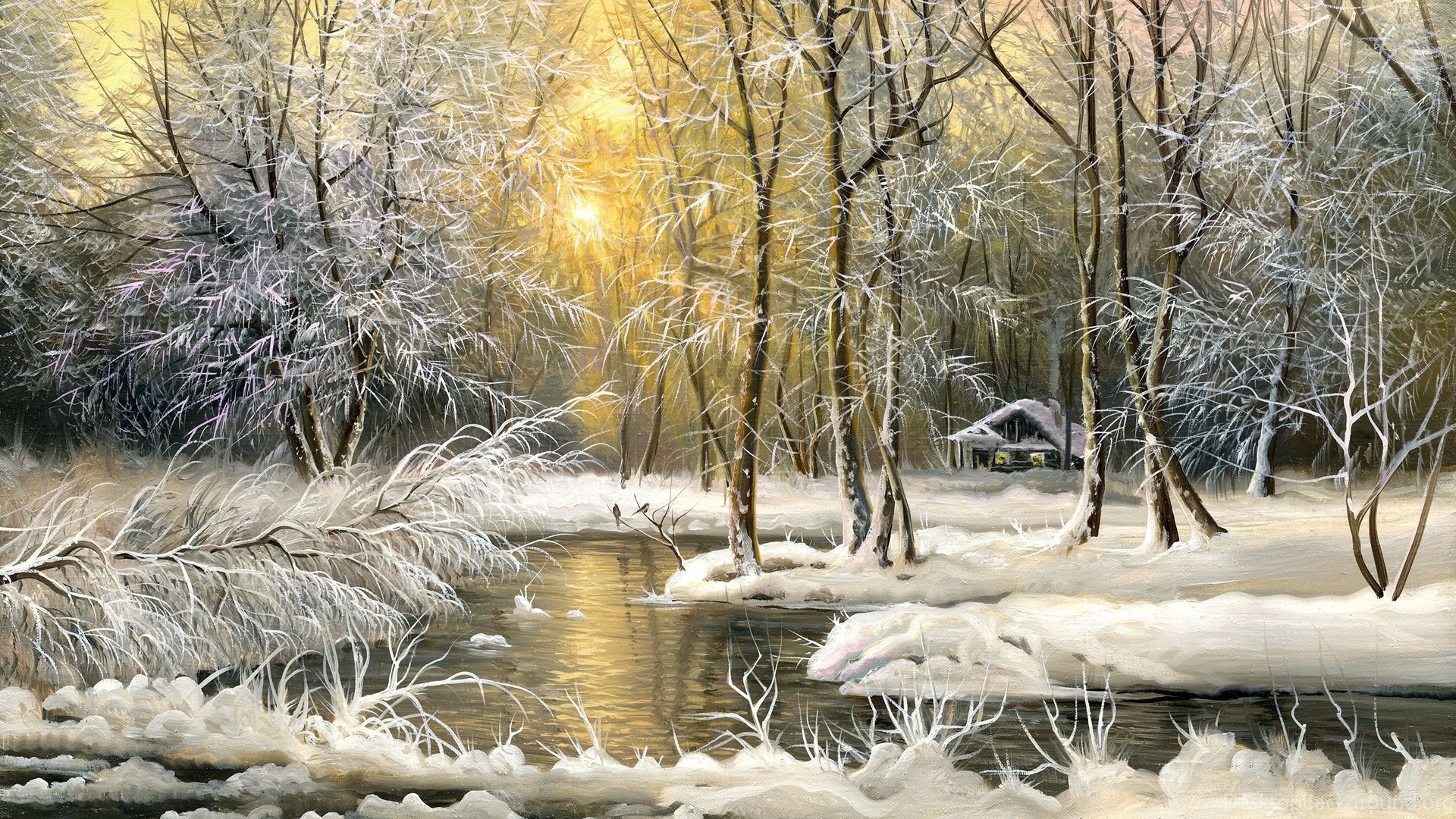 Winter Painting HD Wallpaper Desktop Background