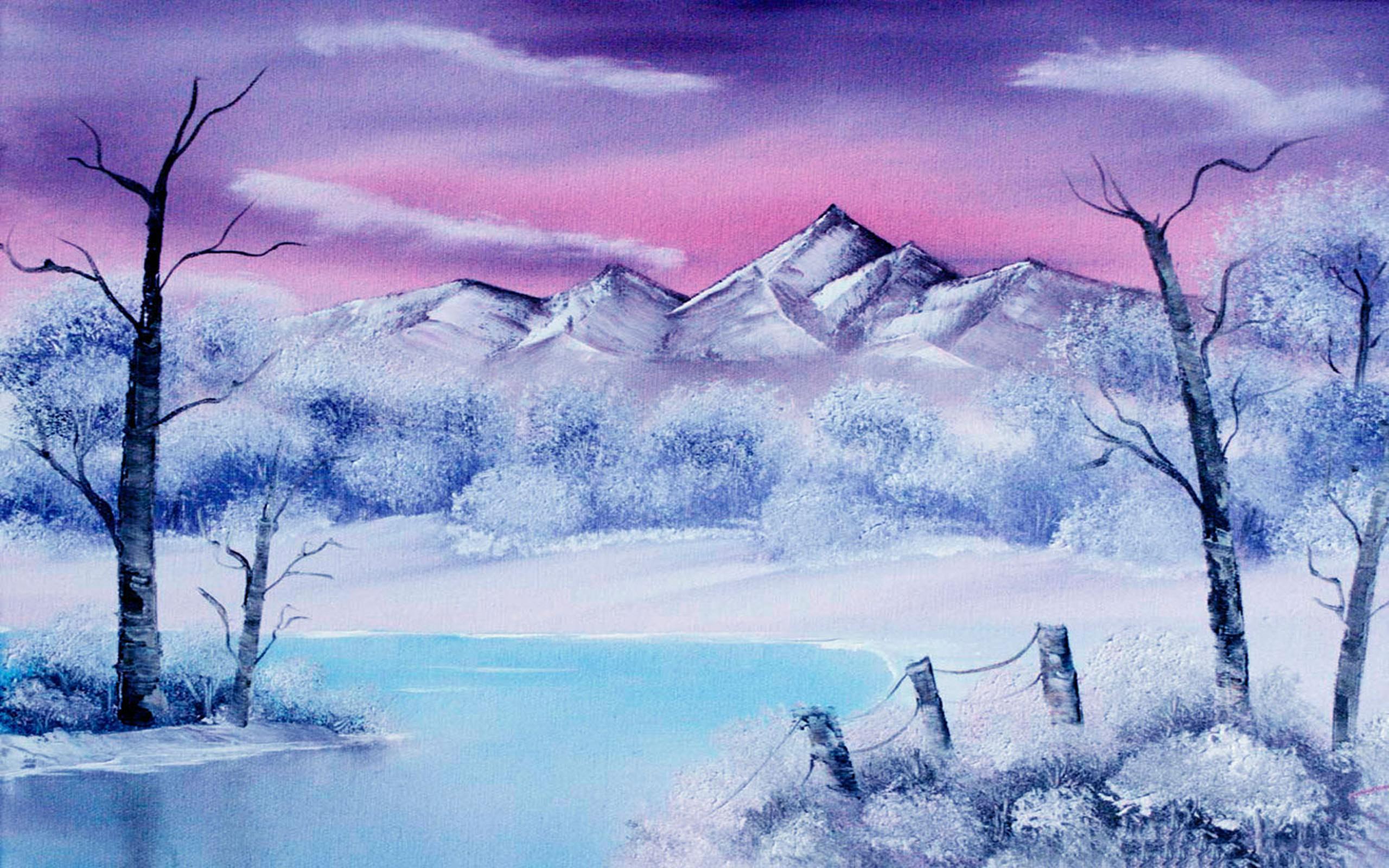 Wonderful winter painting nature wallpaper