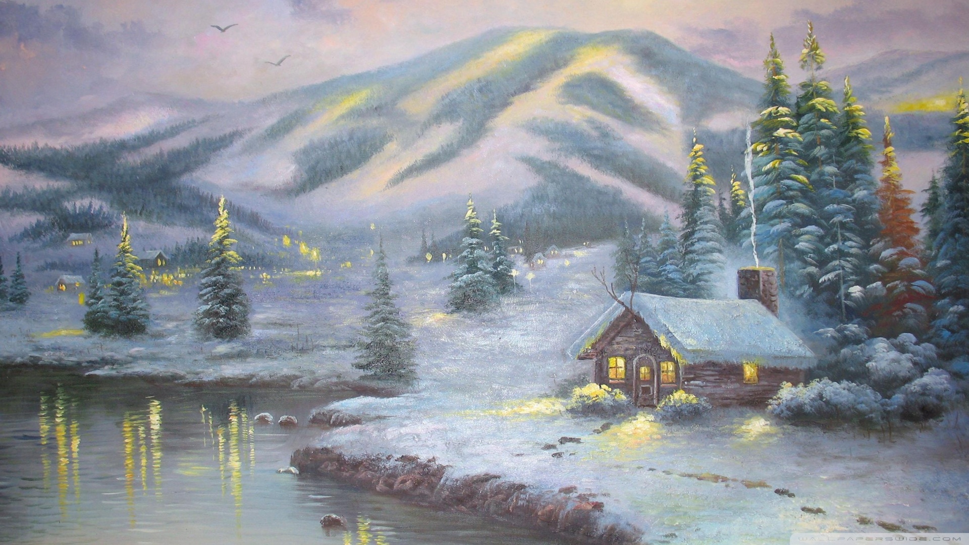 Winter House Painting Ultra HD Desktop Background Wallpaper for 4K UHD TV, Multi Display, Dual Monitor, Tablet