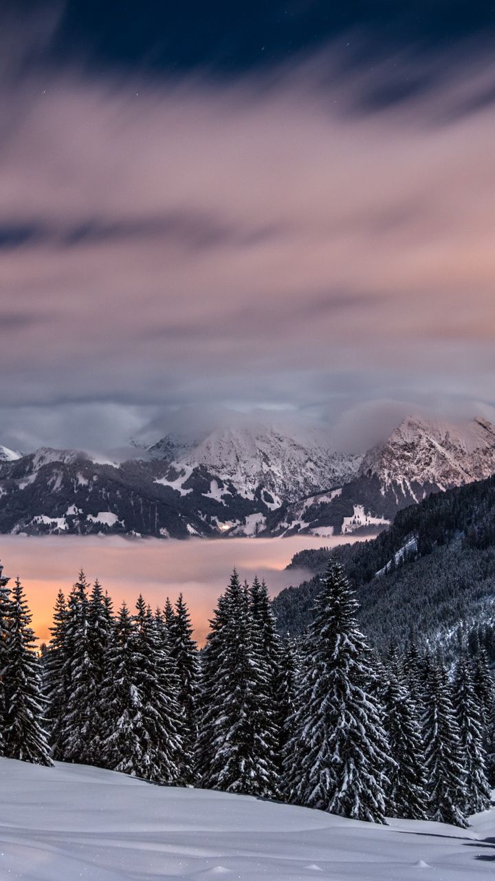 Download wallpaper 720x1280 winter, mountains, snow, trees, bavaria, germany samsung galaxy mini s3, s5, neo, alpha, sony xperia compact z1, z2, z3, asus zenfone HD background