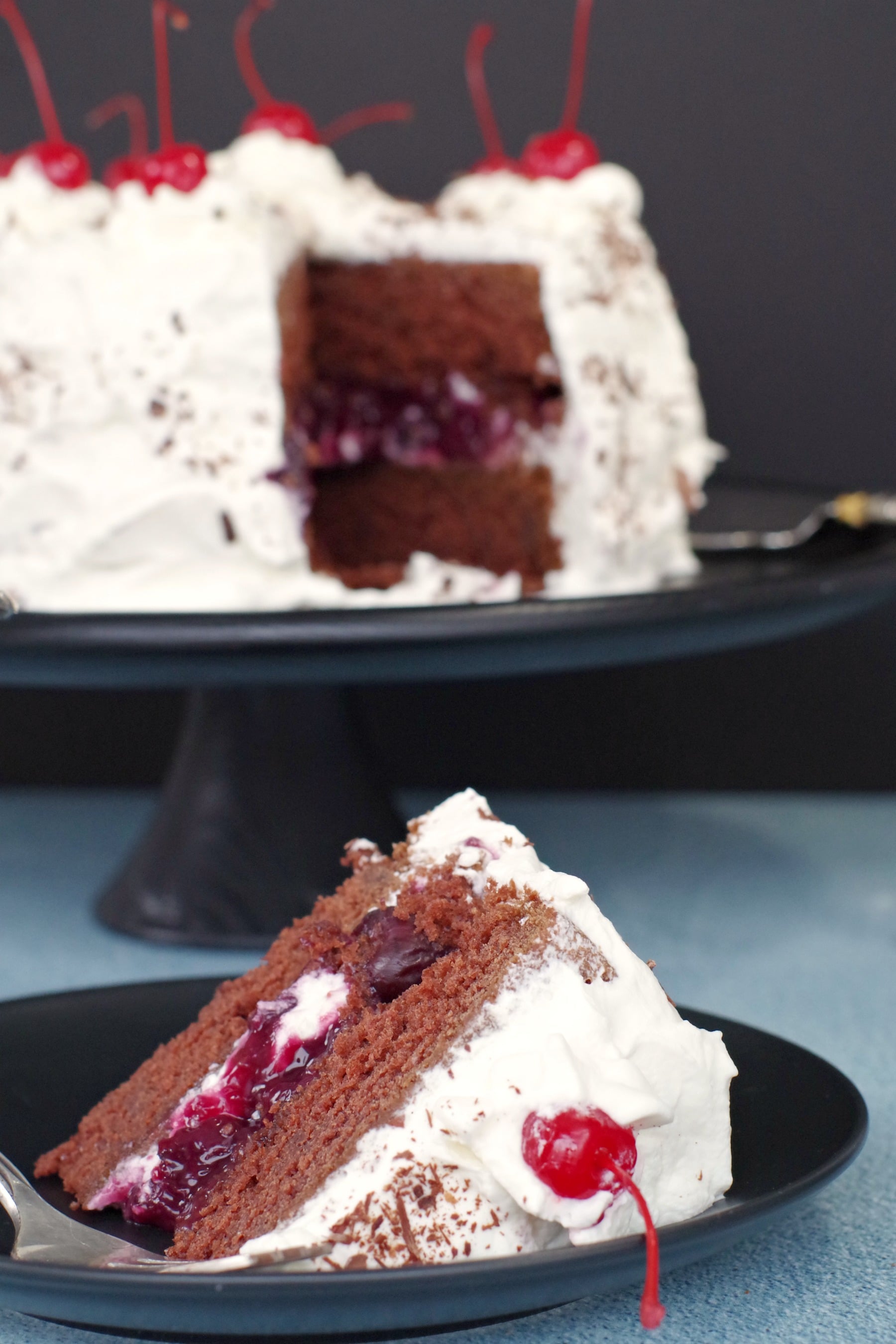 Easy Black Forest Cake. whipped cream frosting- Food Meanderings