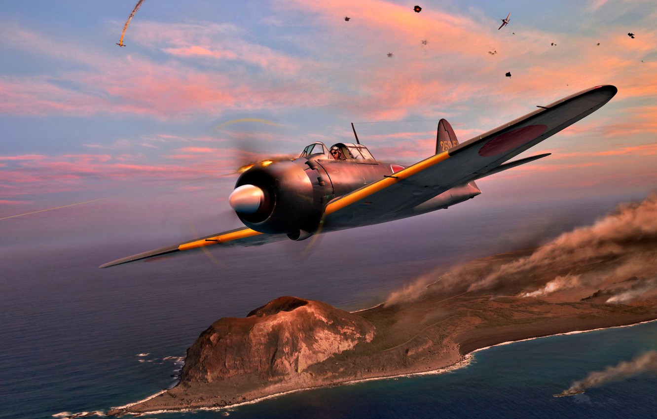 Wallpaper figure, Japan, Mitsubishi, The second World war, Zero, Travel, The Navy of Imperial Japan, piston fighter monoplane, A6M5 model - for desktop, section авиация