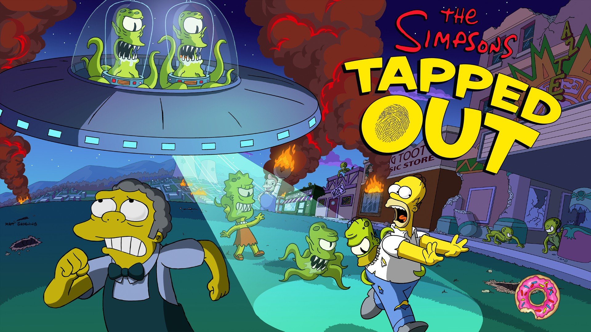 The Simpsons, Tapped Out, Aliens, Lisa Simpson, Moe Szyslak, Kang and Kodos HD Wallpaper / Desktop and Mobile Image & Photo