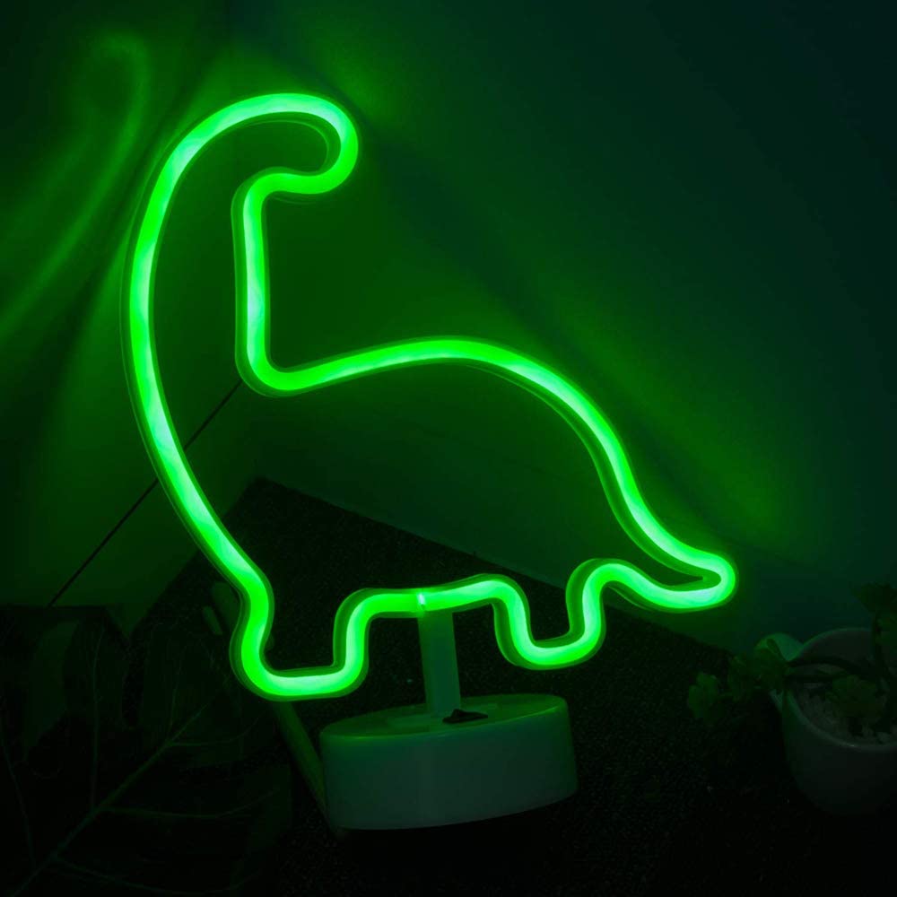 ENUOLI Dinosaur Neon Signs LED Neon Night Light Sign for Party Supplies Girls Room Decoration Accessory for Luau Summer Party Christmas Party Table Decoration Children Kids Gifts (Green Dinosaur)