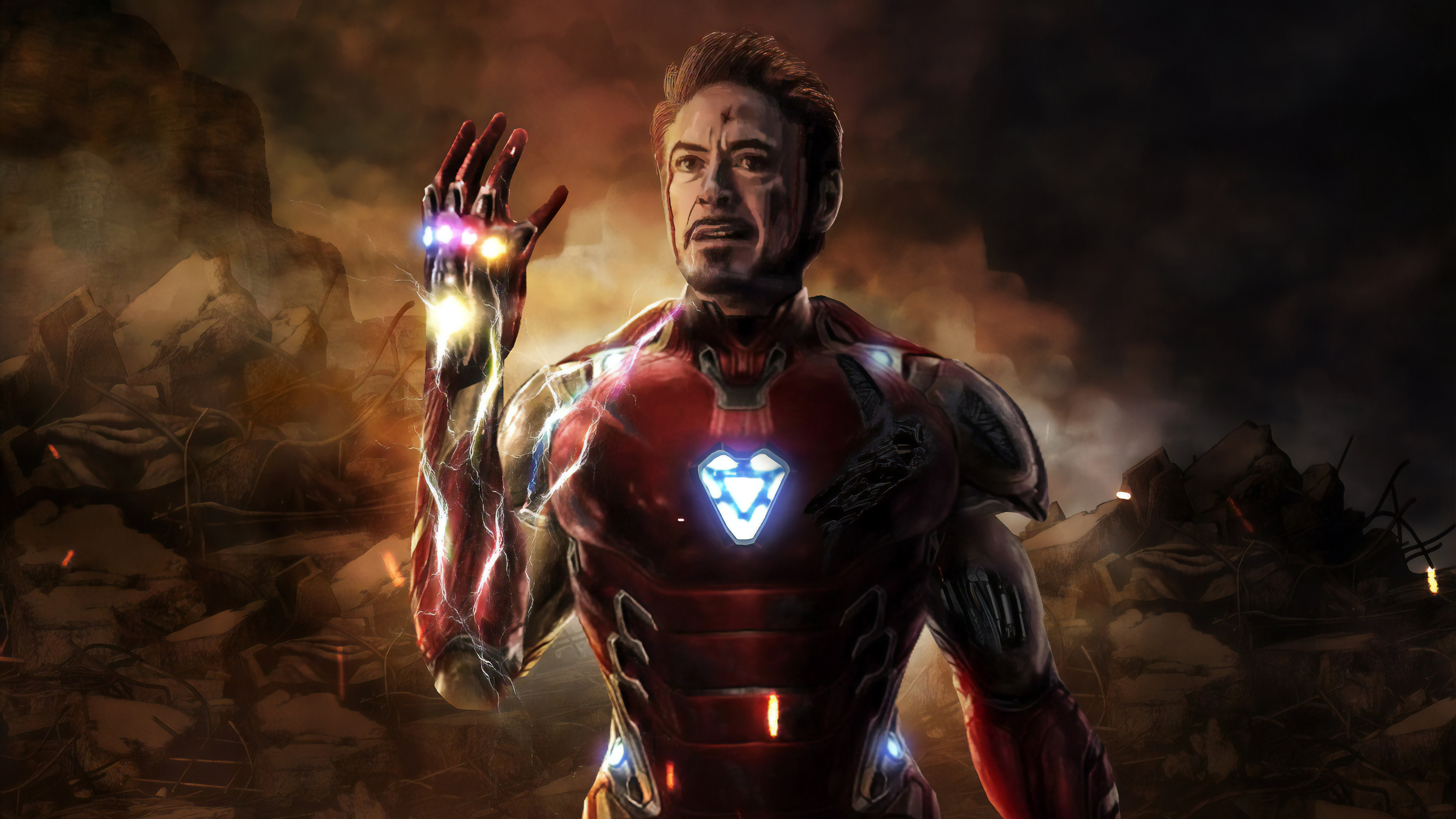 Avengers: Endgame Iron Man Tony Stark Infinity Stones 8K Wallpaper