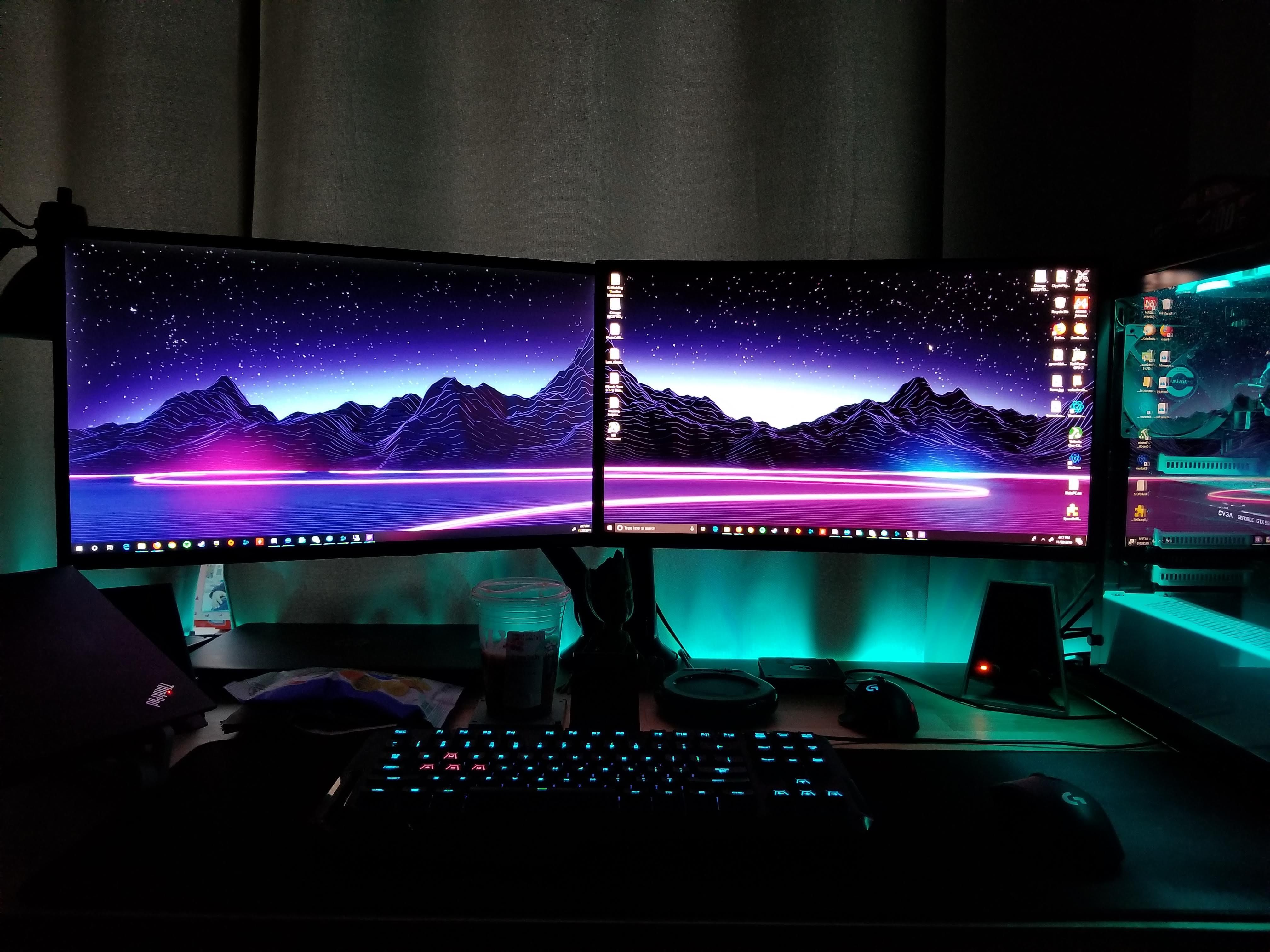 PC LED was changed to teal and 5 minutes later I was looking up vaporwave pixel art wallpaper. Here is the result. Vaporwave, Computer setup, Pixel art
