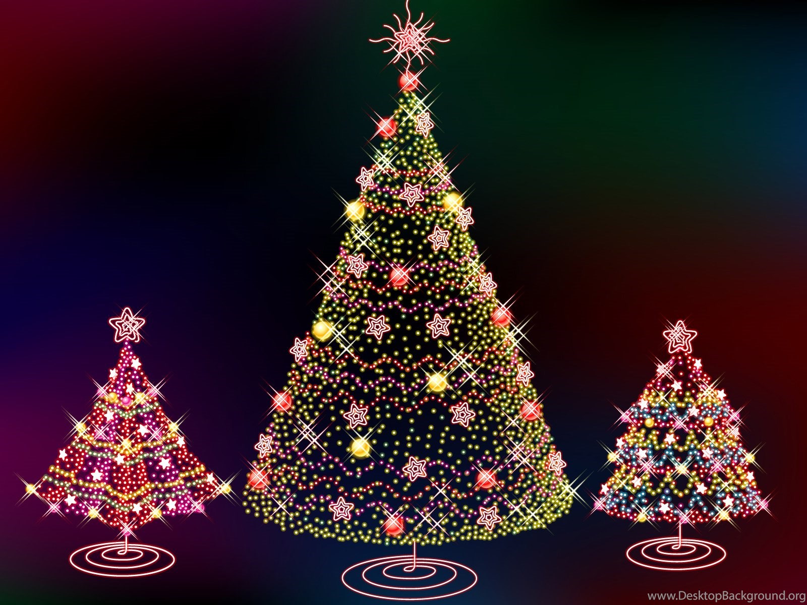 3D Christmas Trees HD Desktop Background