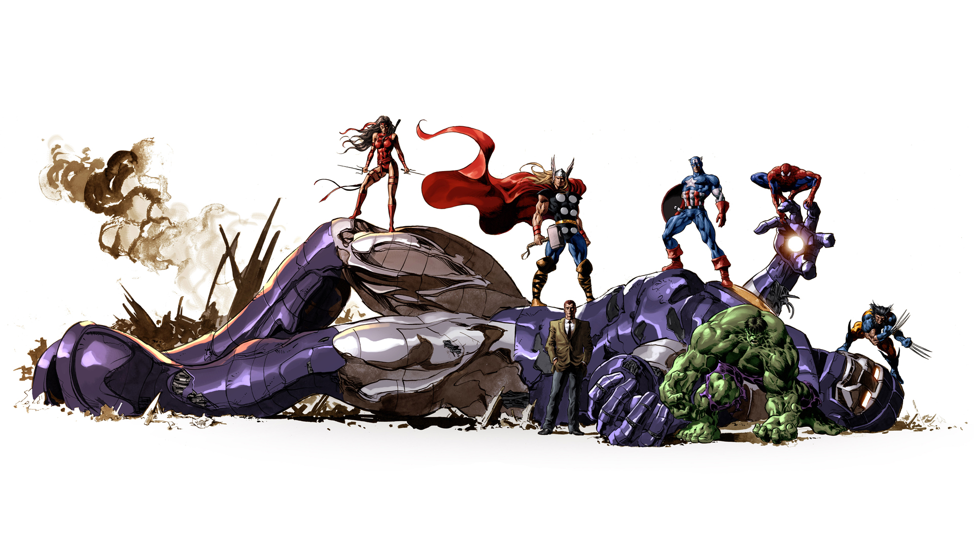 The Avengers, Hulk, Thor, Captain America, Spider Man, Wolverine, Norman Osborn, Elektra Wallpaper HD / Desktop and Mobile Background