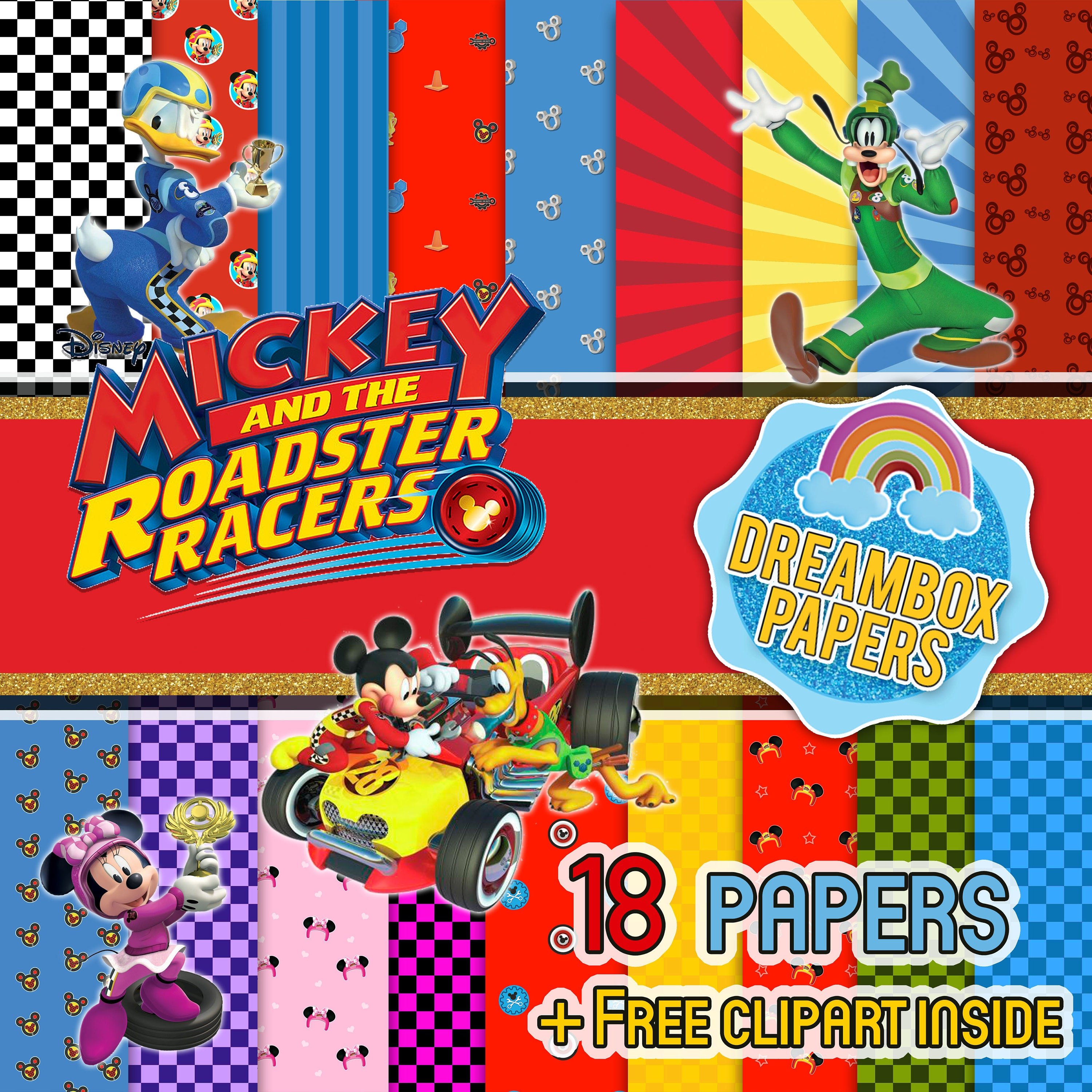Mickey Roadster Racers Inspired Digital Papers Free Clipart