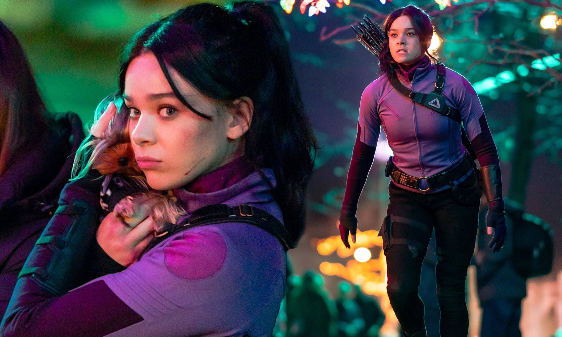 Hailee Steinfeld gets into Kate Bishop's costume for the first time in Disney+ series Hawkeye. Daily Mail Online