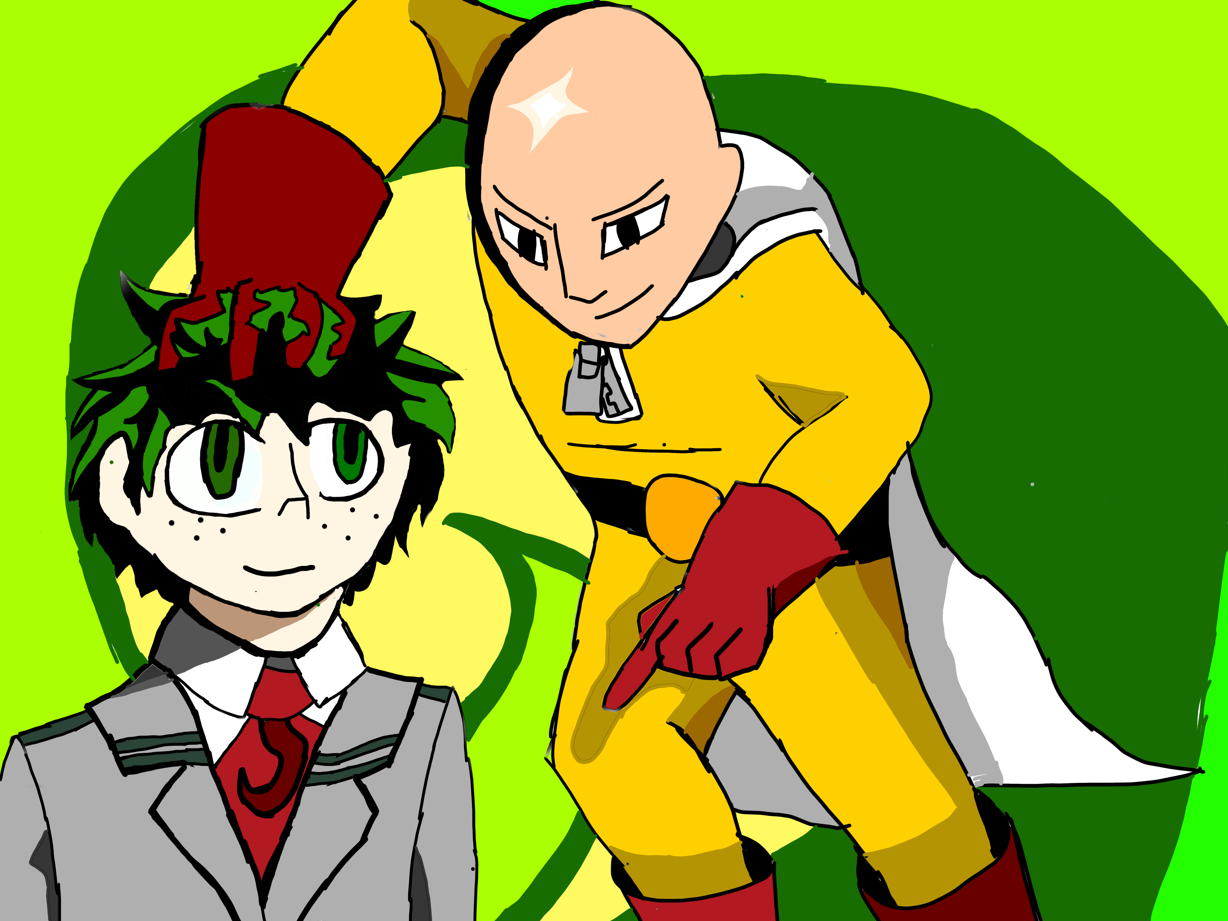 This Picture I Drew Of Saitama And Deku Hanging Out. R OnePunchMan. One Punch Man