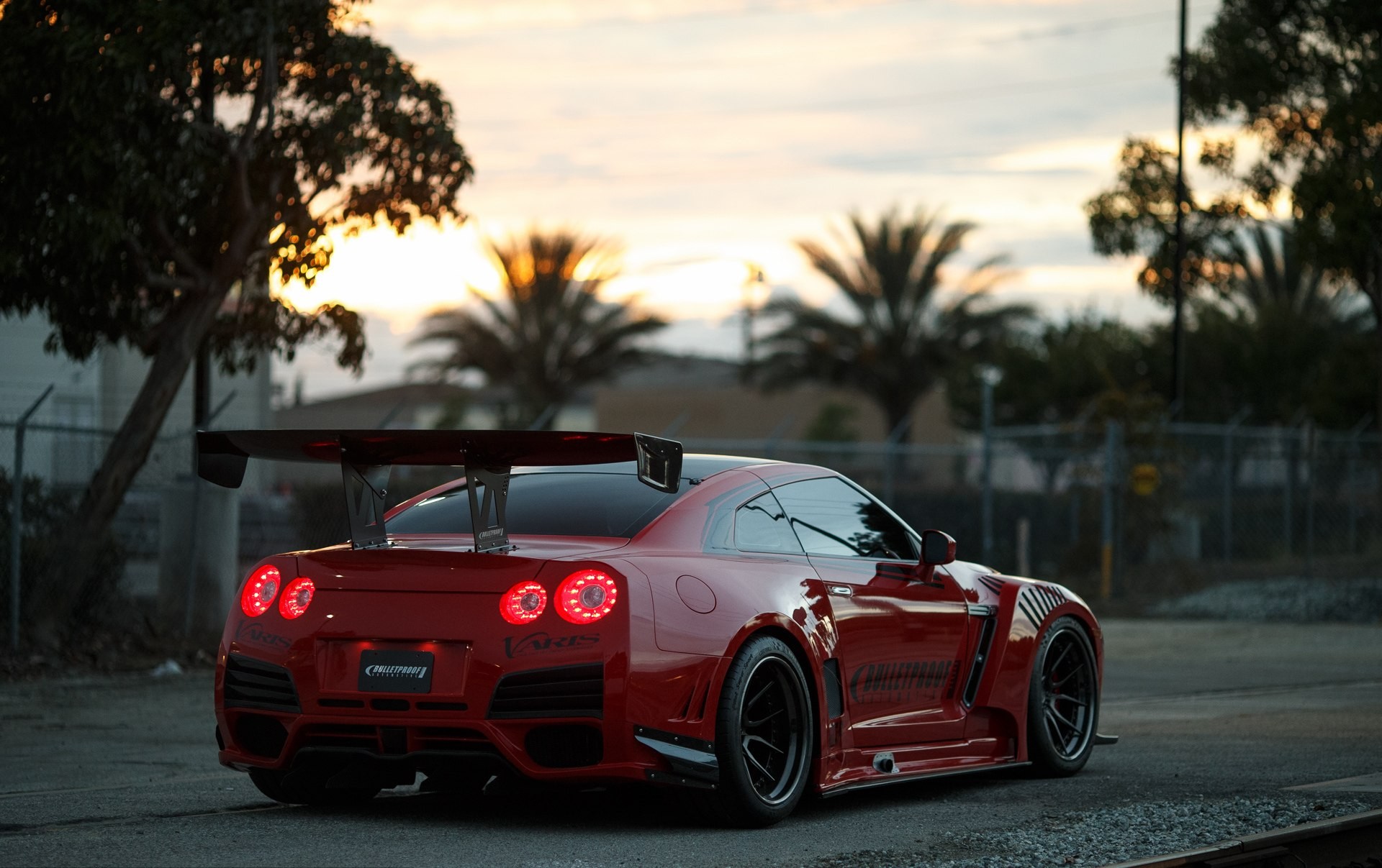 Wallpaper, race cars, road, red cars, sports car, Nissan GT R, coupe, wheel, supercar, land vehicle, automotive design, automobile make 1920x1207