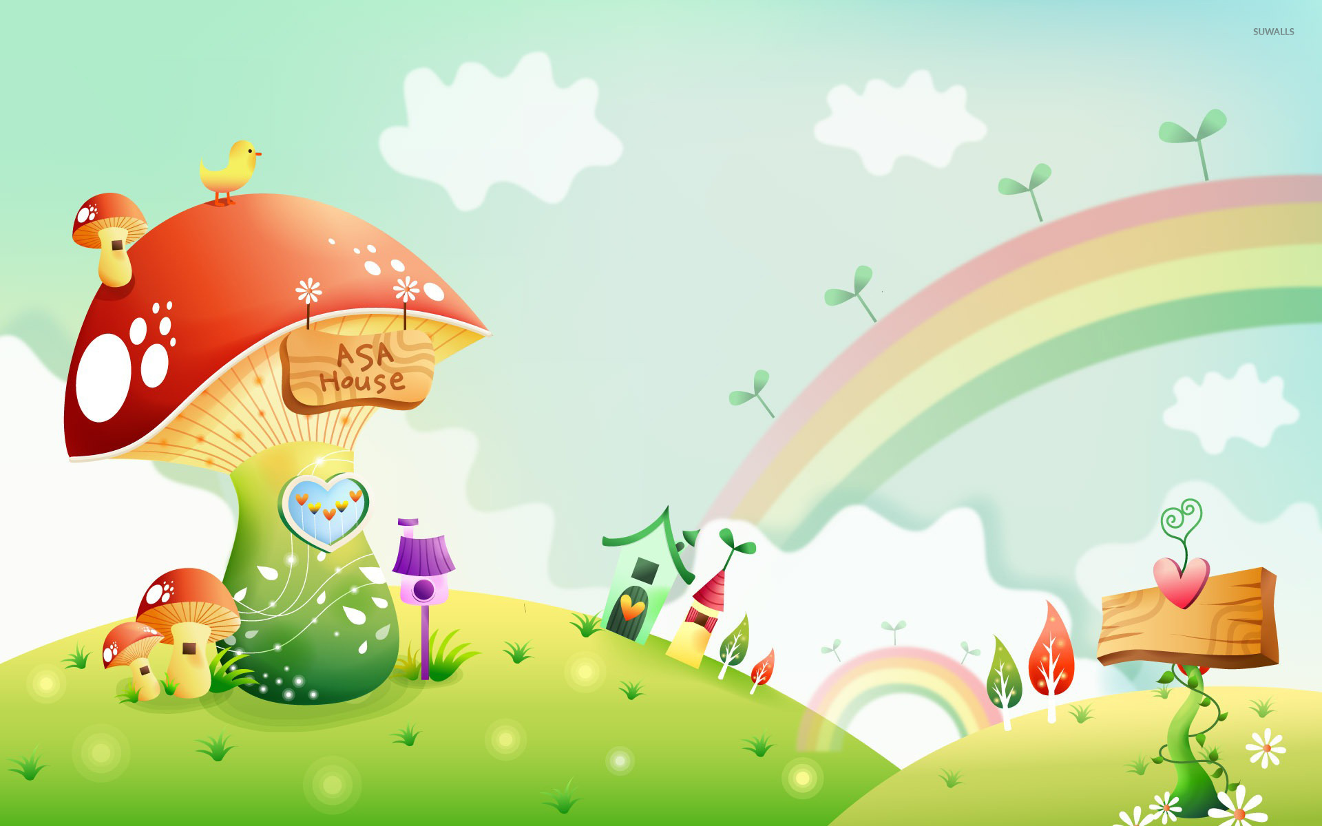 Mushroom house beyond the rainbow wallpaper Art wallpaper