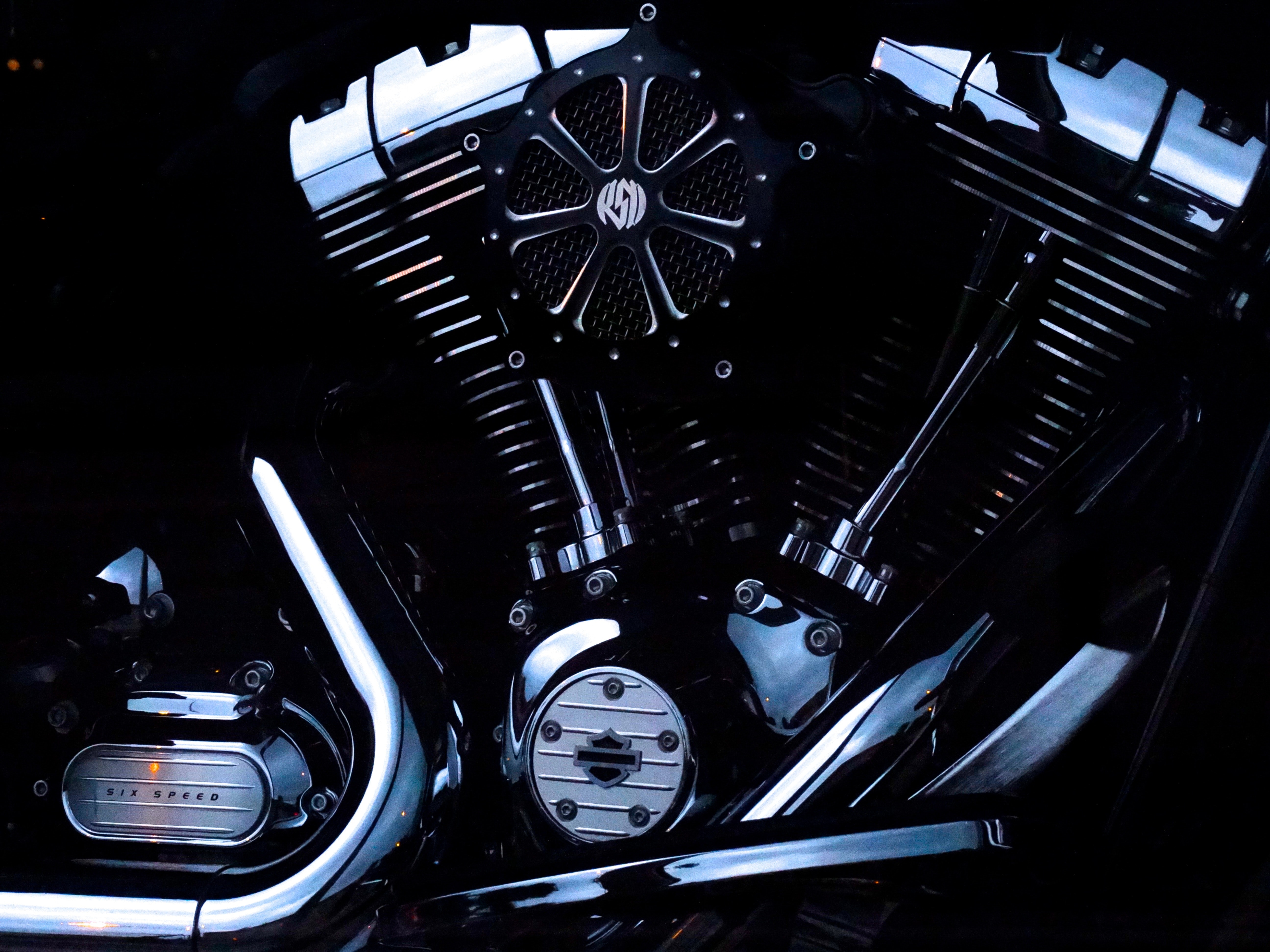 Free photo: Black Motorcycle Engine, Harley davidson, Metal