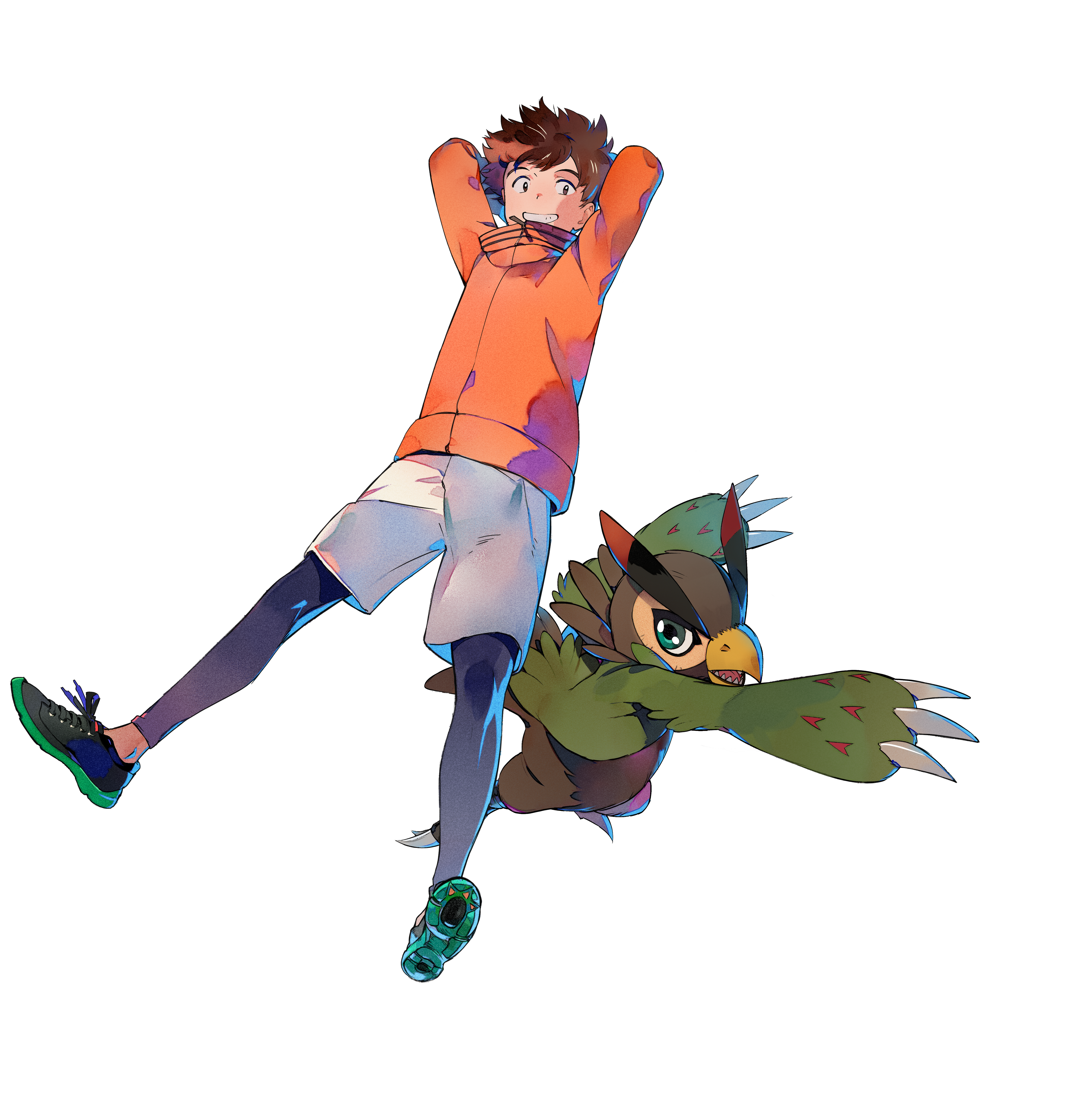 Digimon Survive. Falcomon. Digimon, Character design, Character poses