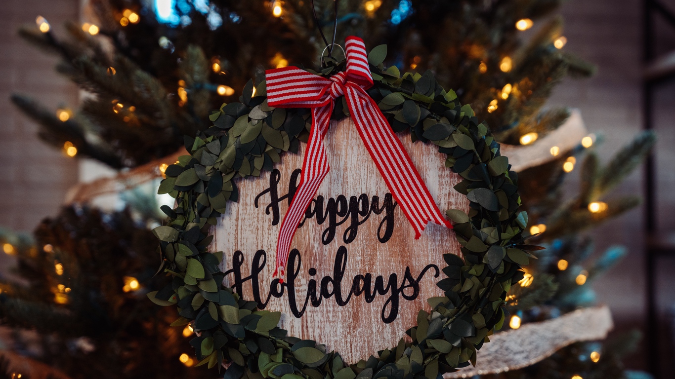 Wallpaper Christmas, New Year, Wreath, Inscription, Wallpaper 4k Desktop