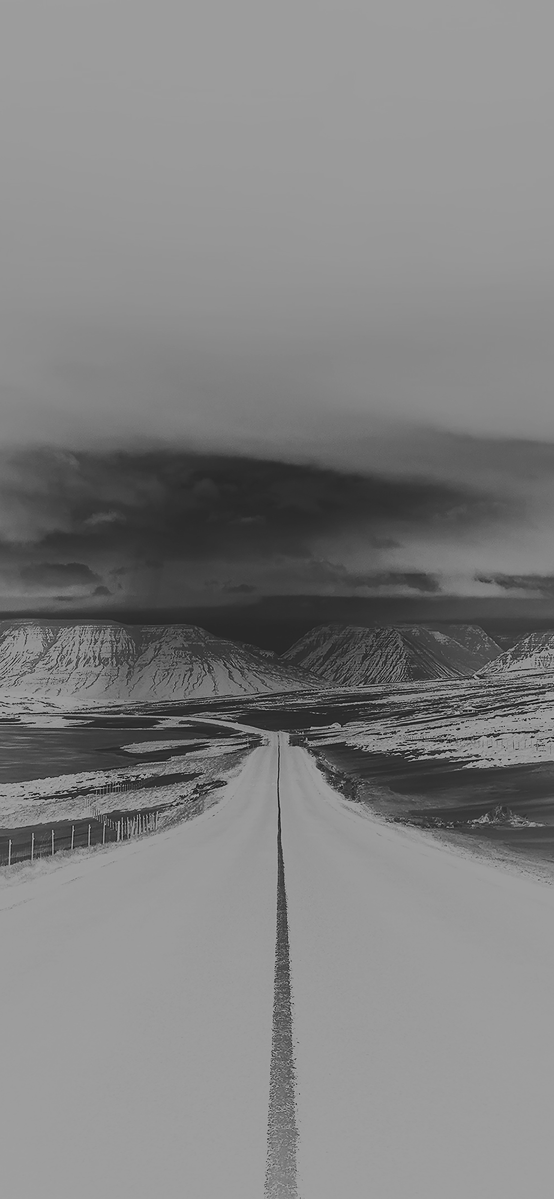 iPhone X wallpaper. road to heaven snow mountain bw white nature winter