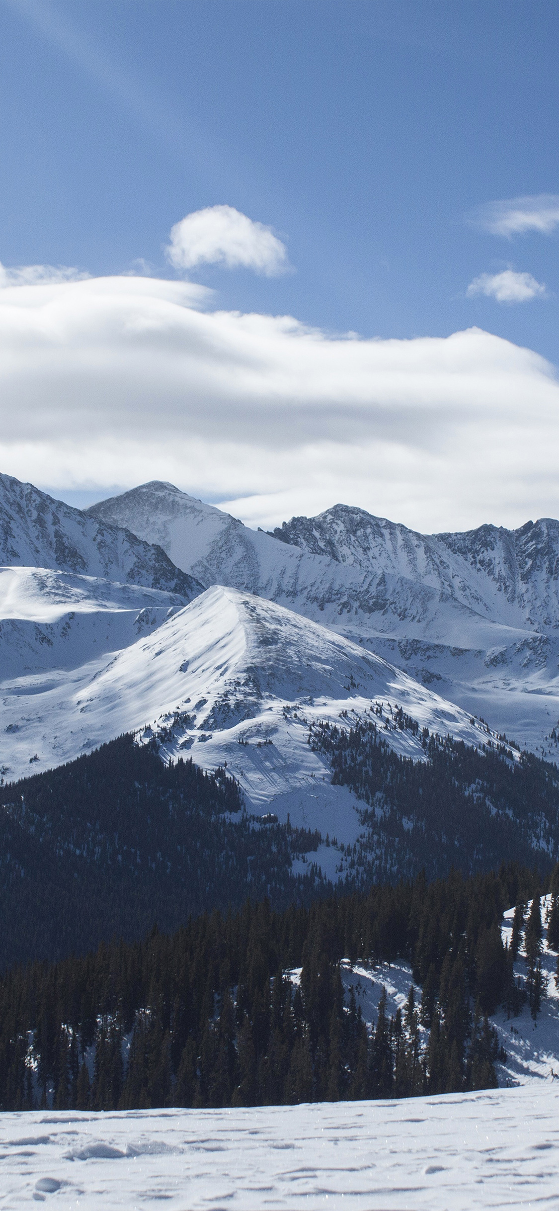 iPhone X wallpaper. snow mountain winter sky blue nature