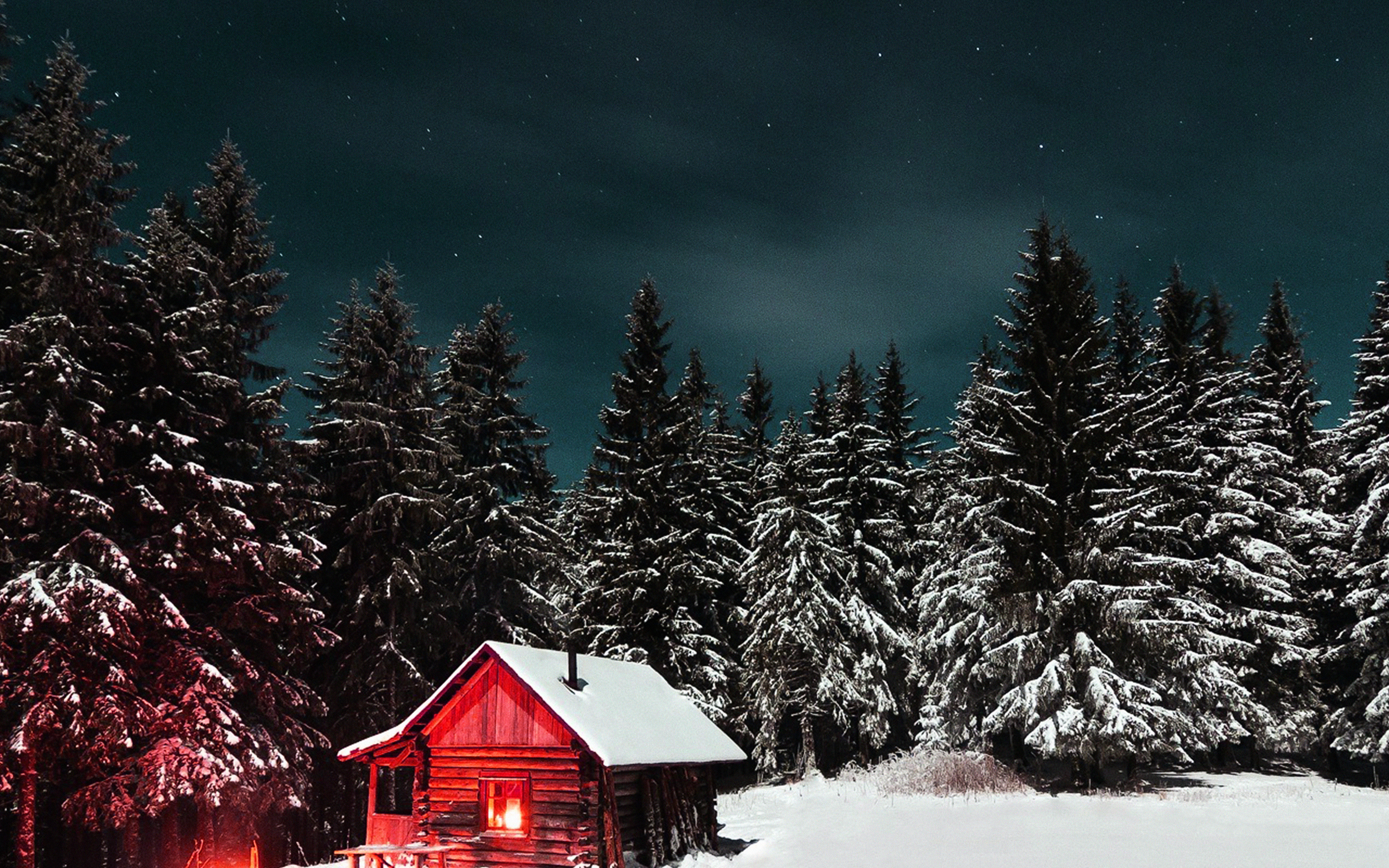 wallpaper for desktop, laptop. winter house night sky christmas starry