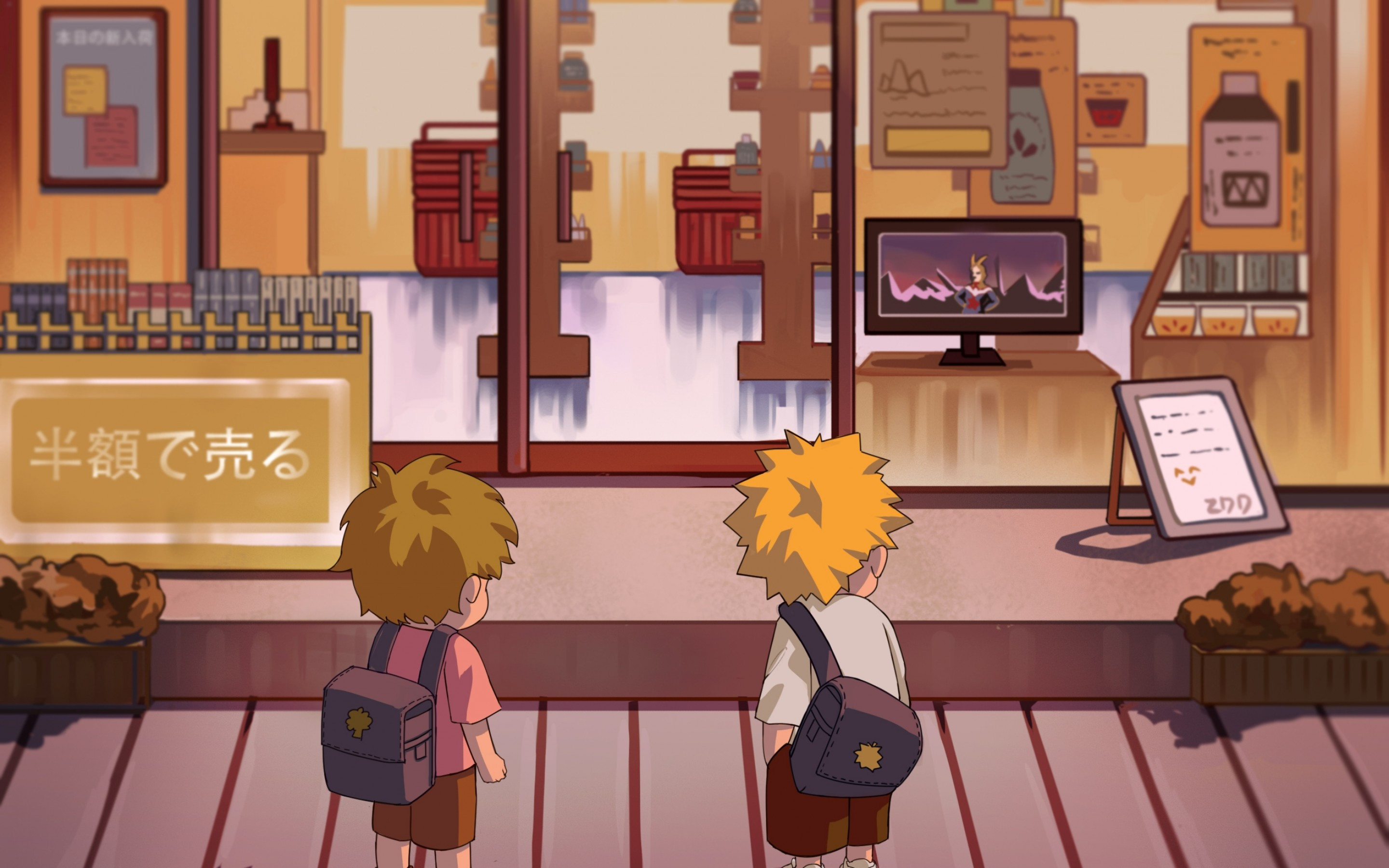 Download 2880x1800 Midoriya Izuku, Bakugou Katsuki, Boku No Hero Academia, Kid Version Wallpaper for MacBook Pro 15 inch