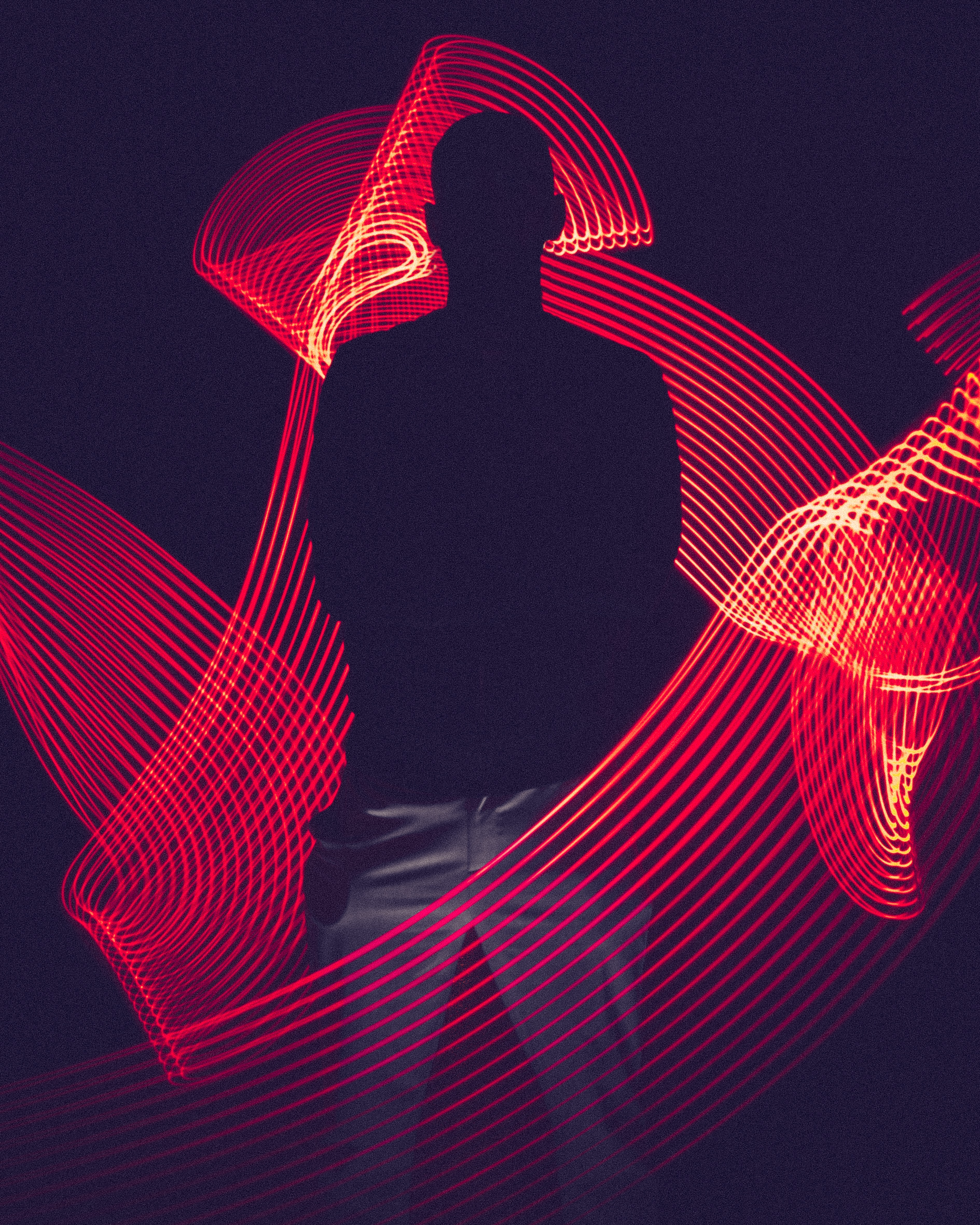 Red Led Light With Silhouette Of A Man · Free