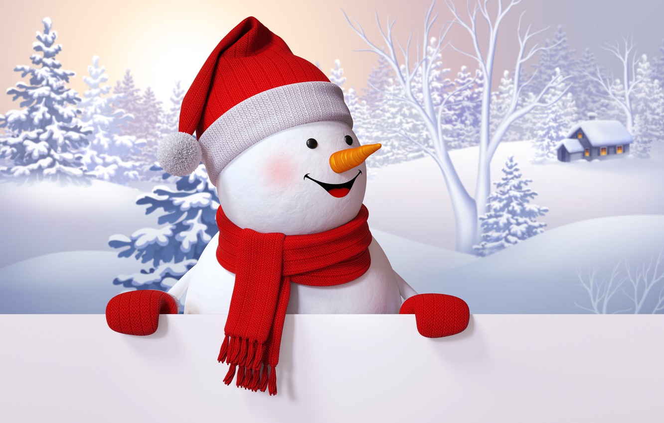Wallpaper snowman, happy, winter, snow, cute, snowman image for desktop, section рендеринг
