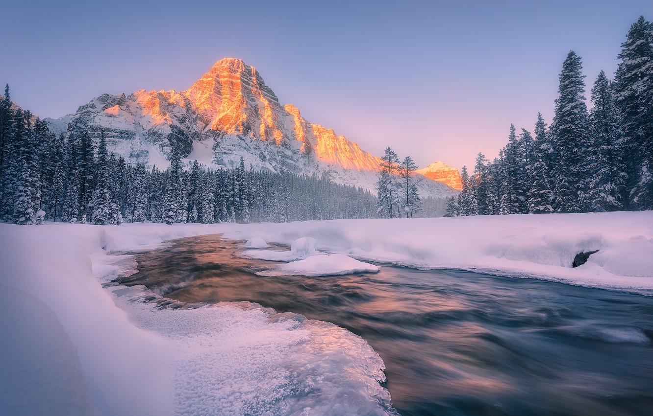 Wallpaper Alberta, Winter, Jasper National Park, Canadian Rockies image for desktop, section пейзажи
