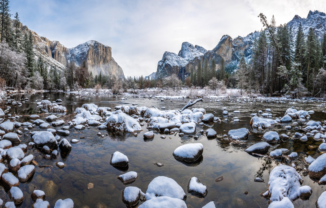 Wallpaper winter, nature, Yosemite National Park image for desktop, section природа