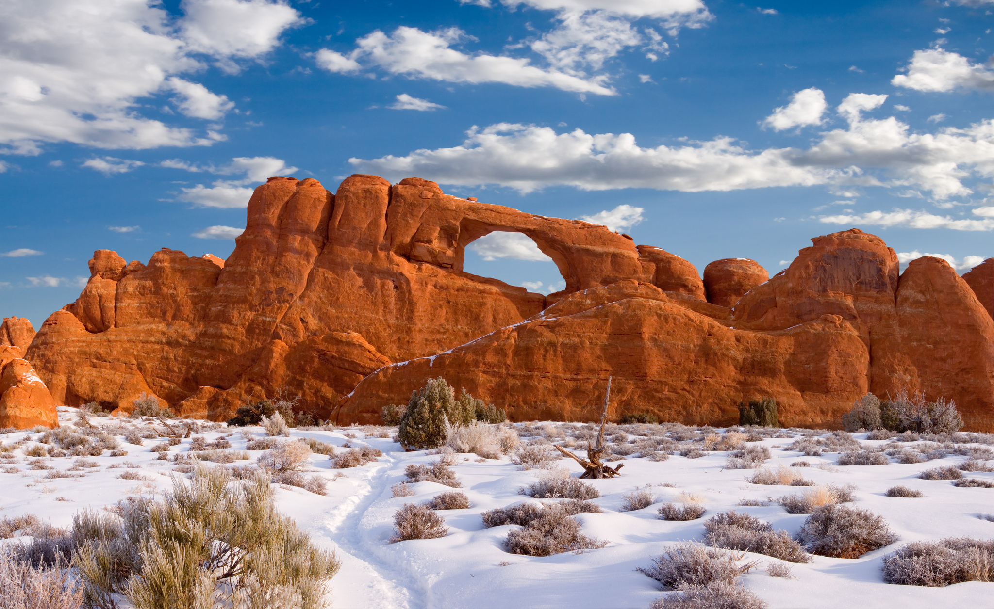 Wallpaper snow, winter, USA, Utah, Winter in Arches National Park