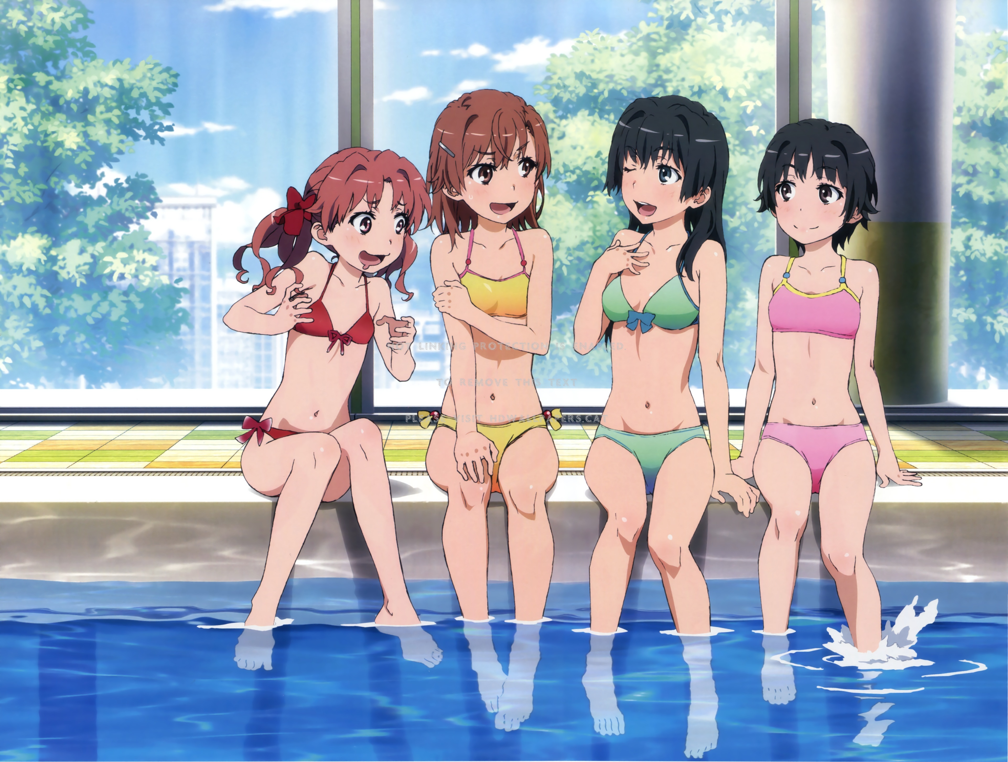 the girls are talkin' barefoot anime pool