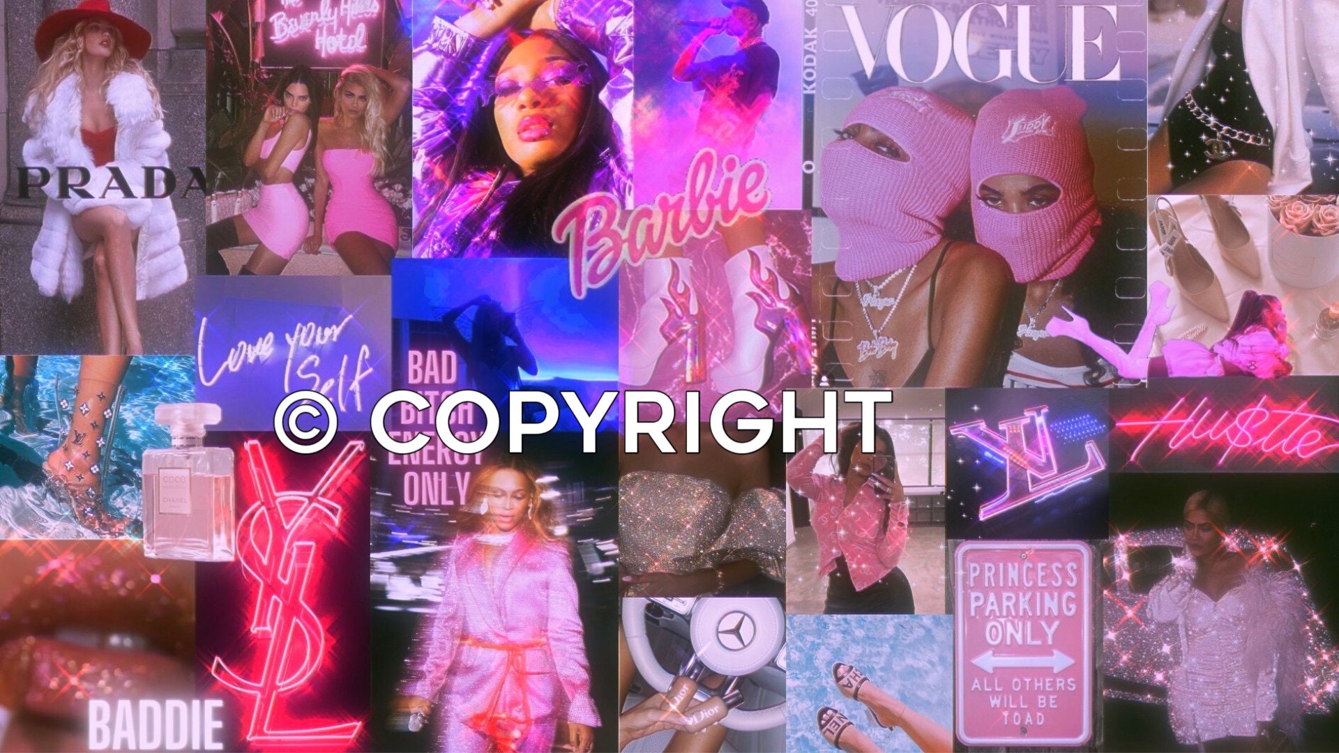 Baddie Aesthetic Collage for Desktop