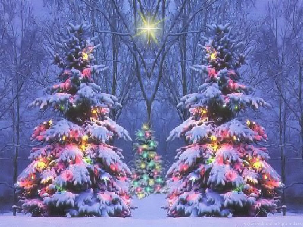 Justpict.com Christmas Snow Scene Wallpaper Desktop Background