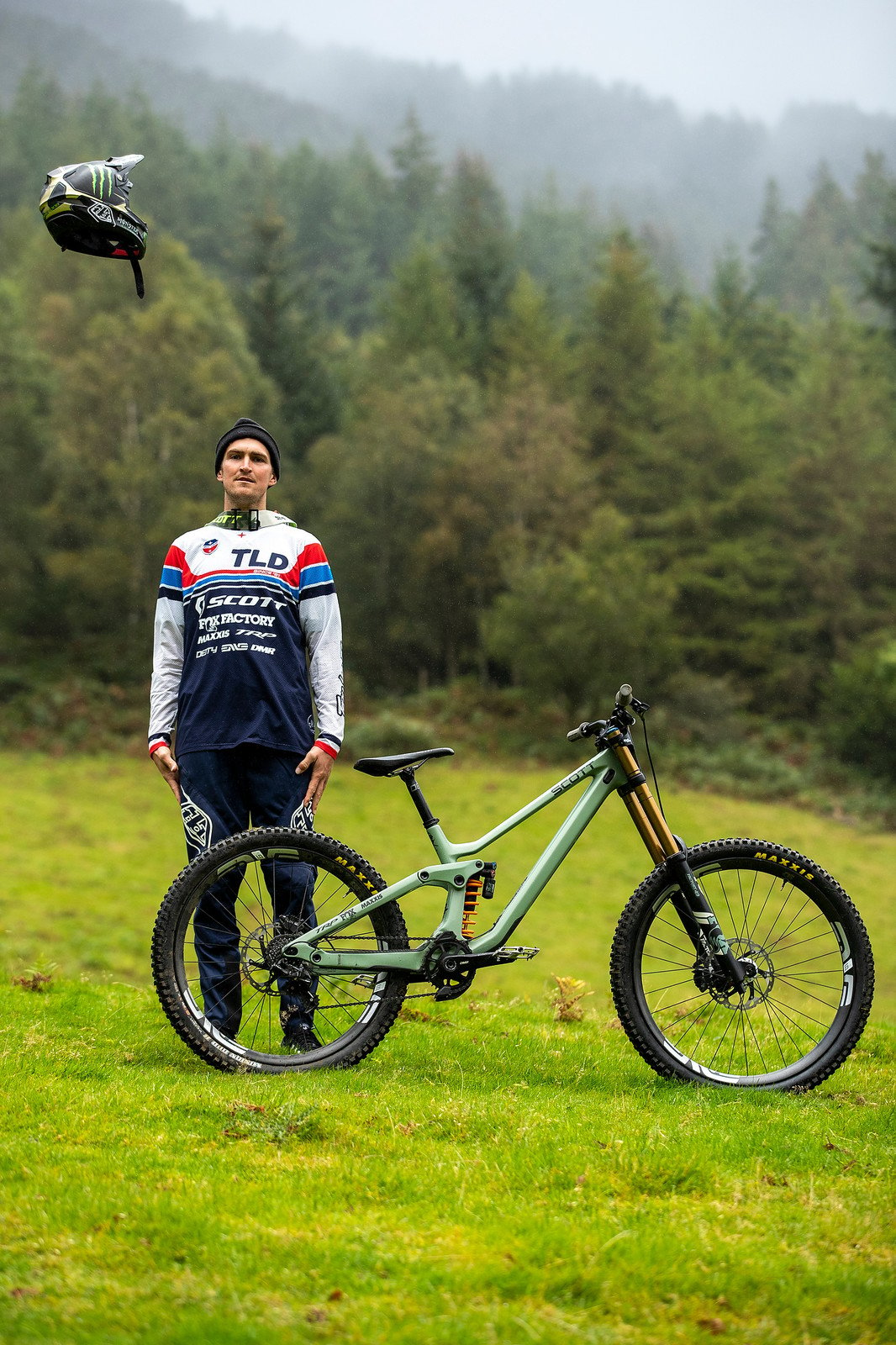 Matt Jones with his Marin Alpine Trail Bikes of Red Bull Hardline Biking Picture