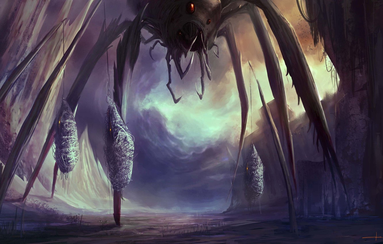 Wallpaper monster, web, spider, art, giant, prisoners, cloudminedesign, the victim image for desktop, section фантастика