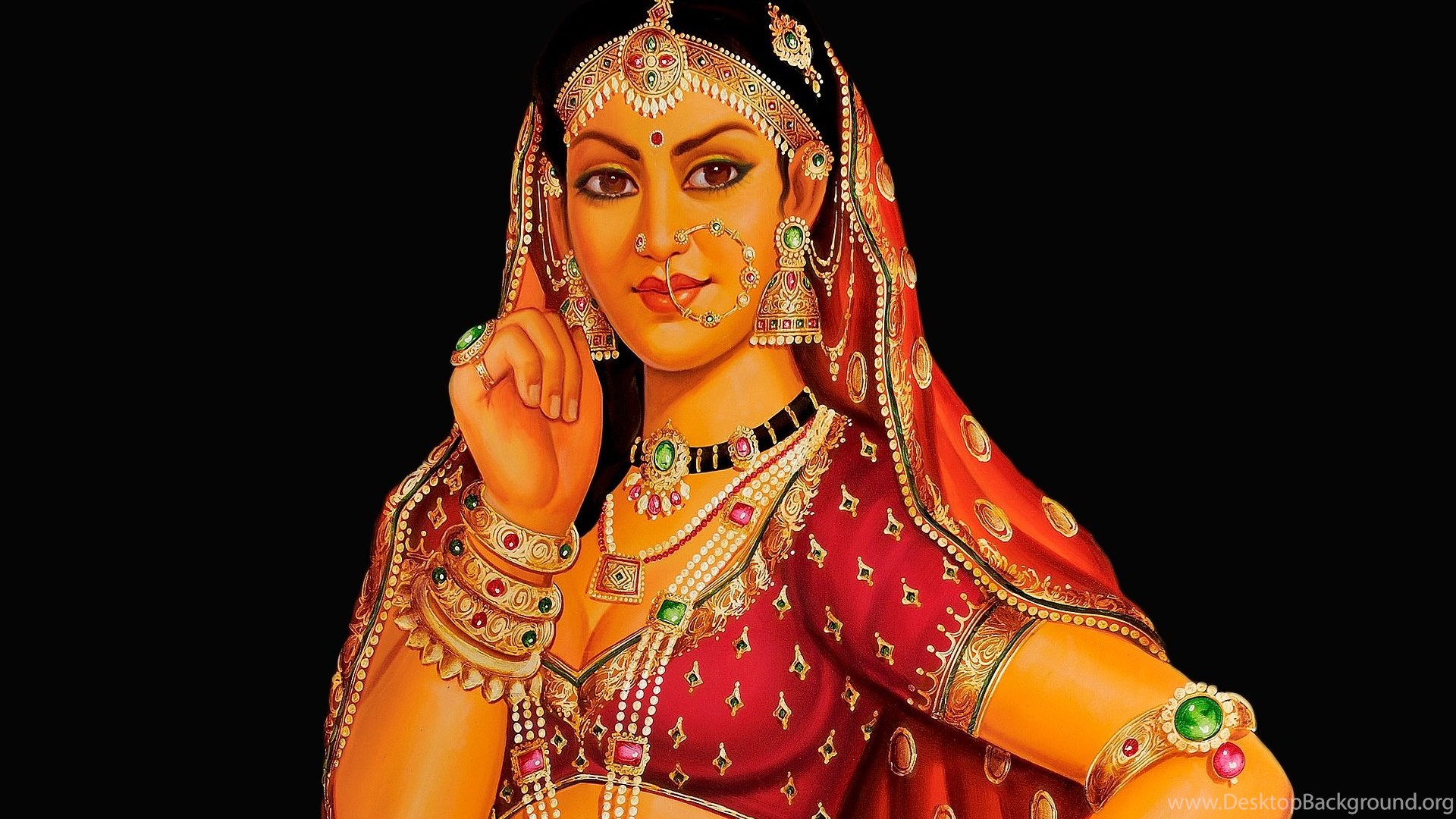 Indian Woman Painting Poster Wide Wallpaper Desktop Background