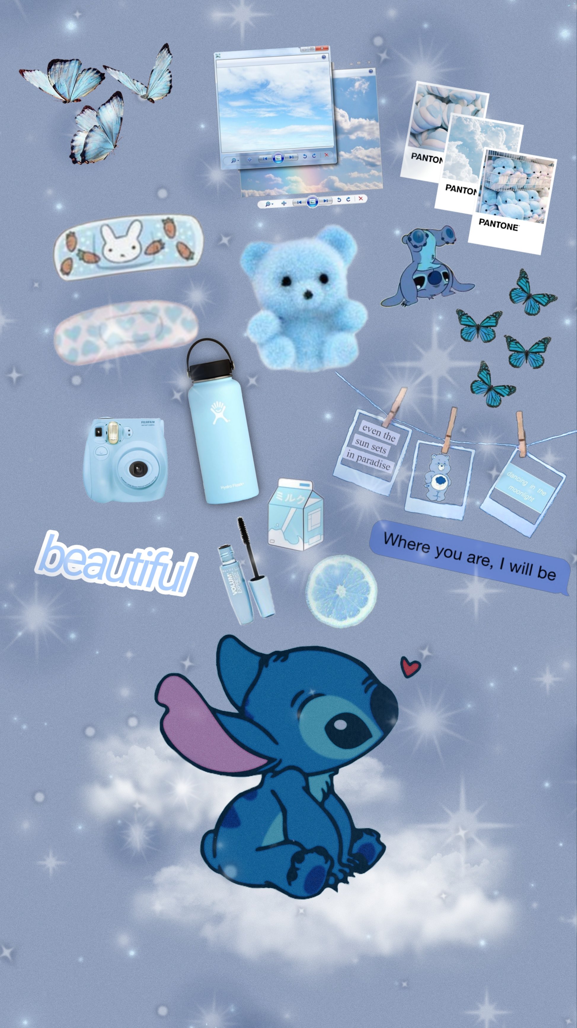 stitch blue aesthetic cute wallpaper image