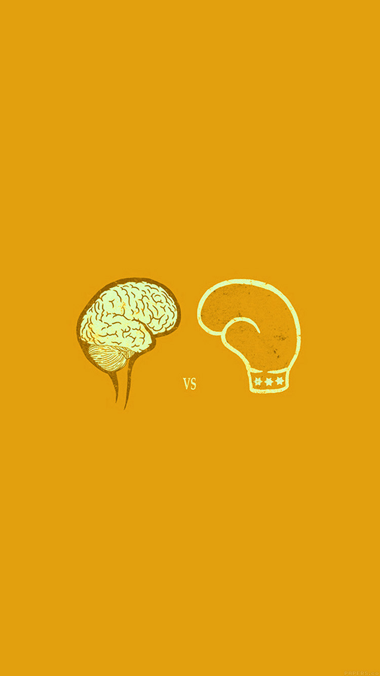 iPhone X wallpaper. brain vs boxing illust gold minimal art