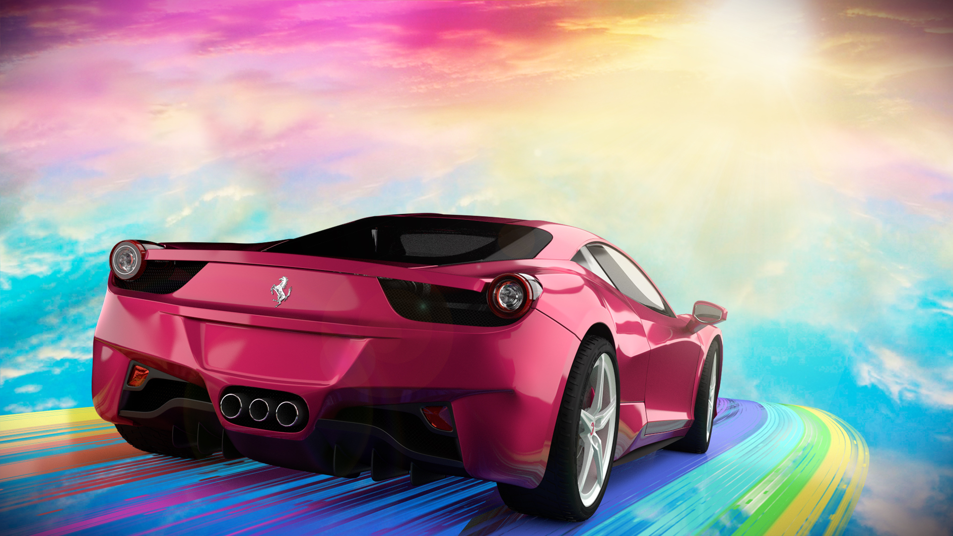 Black and pink Ferrari sport car HD wallpaper download