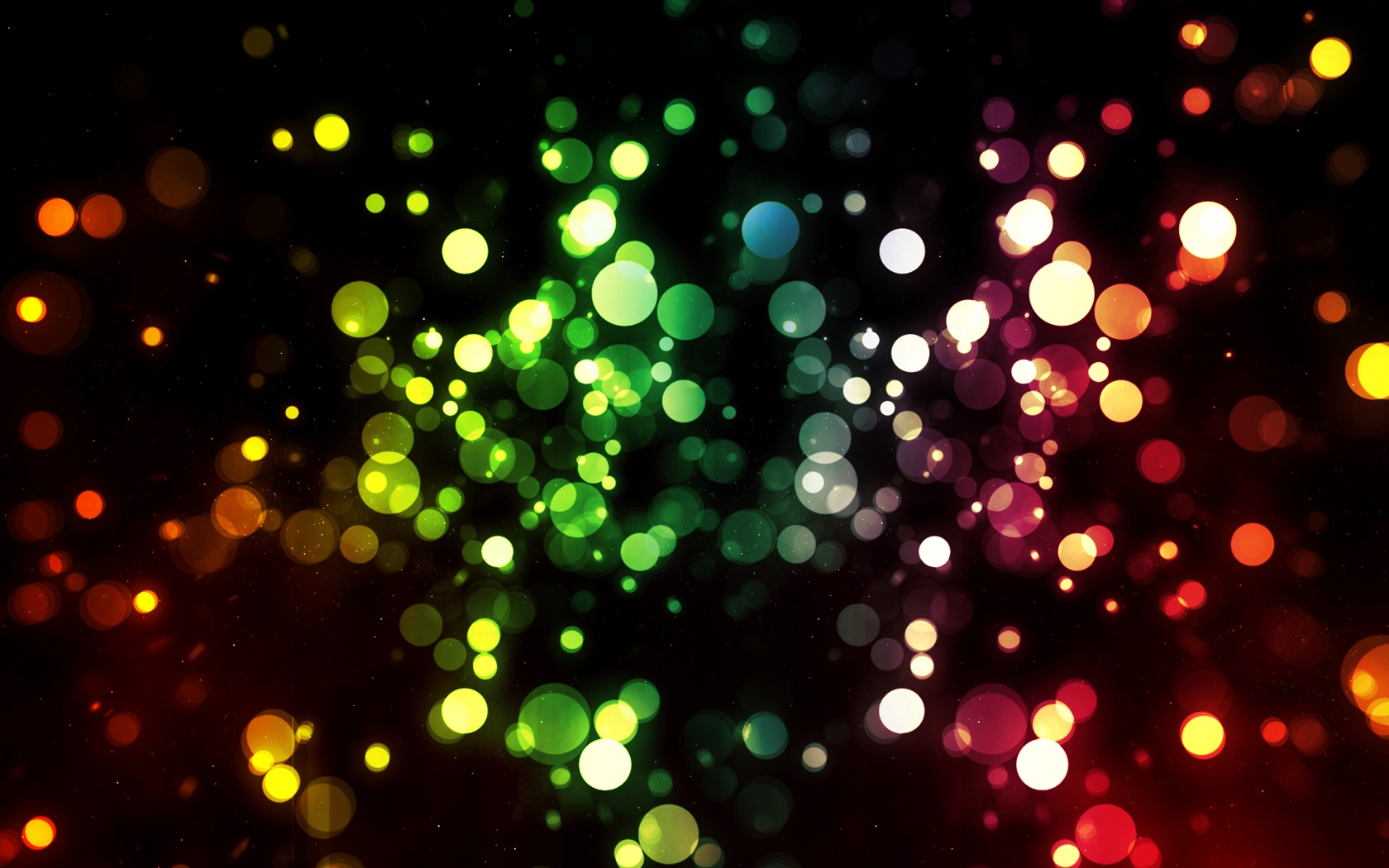 Wallpaper, colorful, night, space, pixels, circle, light, point, lighting, circles, computer wallpaper, special effects, macro photography, fete 1680x1050