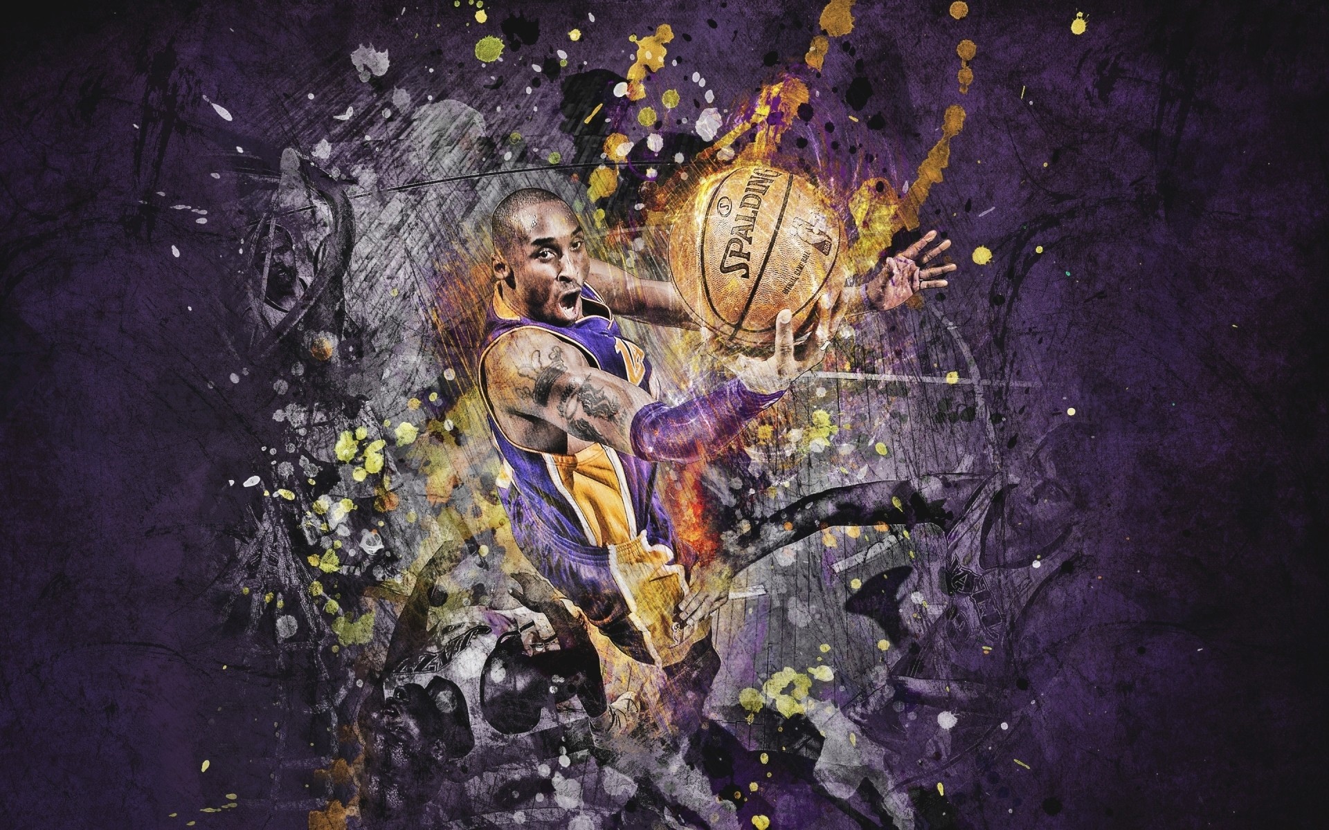 Basketball Art Illustration Painting Graffiti Artistic Wallpaper Background Kobe Bryant